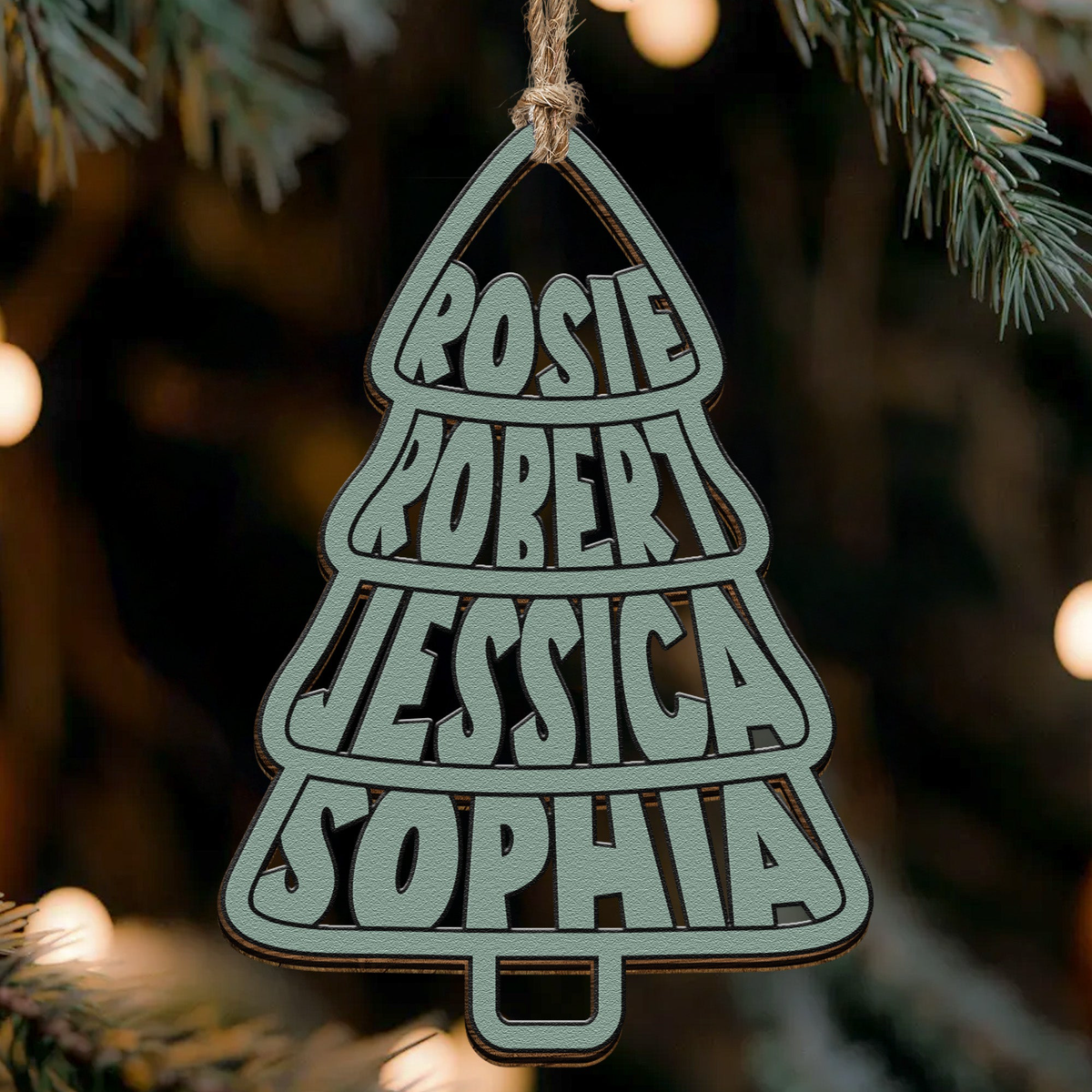 Family Names Christmas Tree Shape - Personalized Ornament