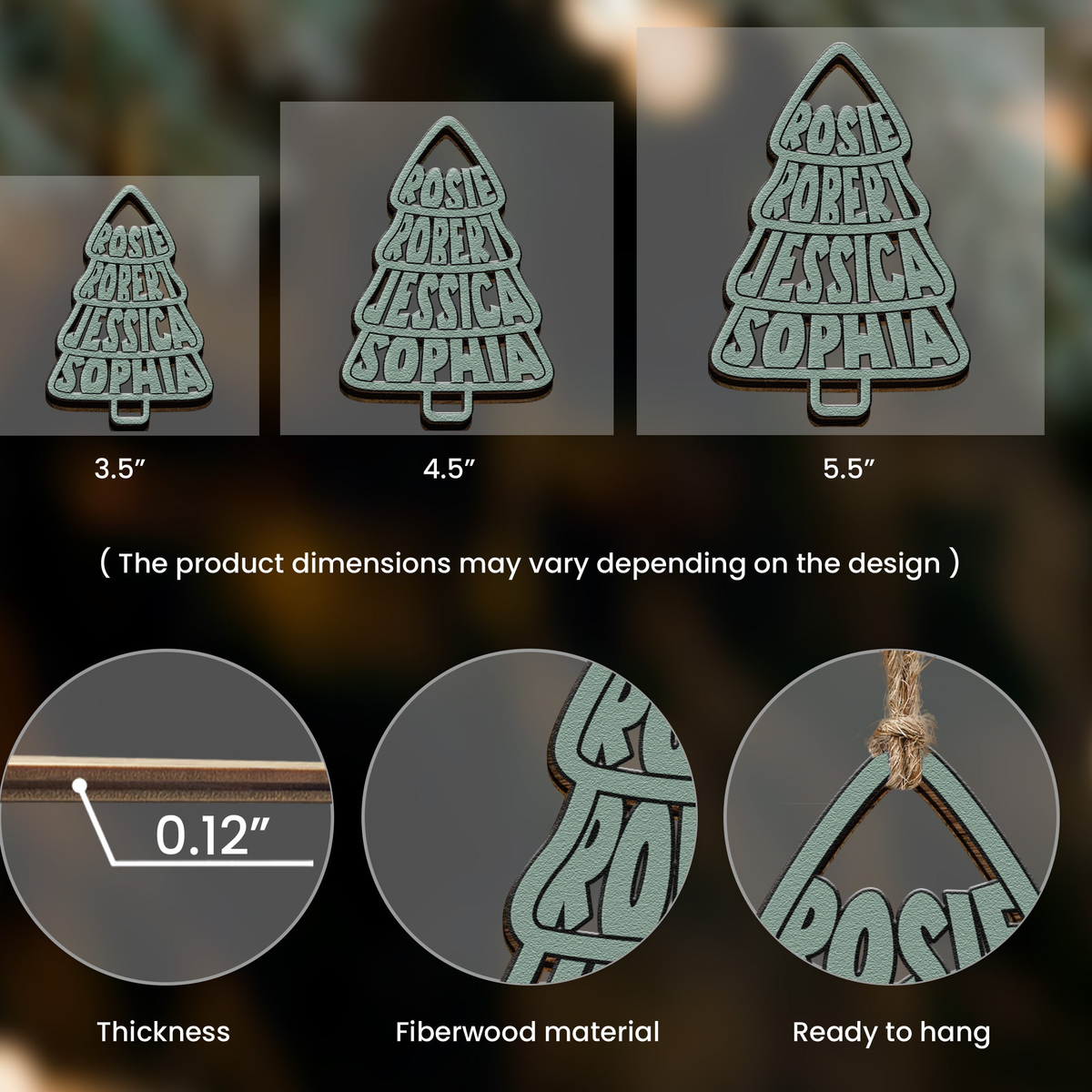 Family Names Christmas Tree Shape - Personalized Ornament