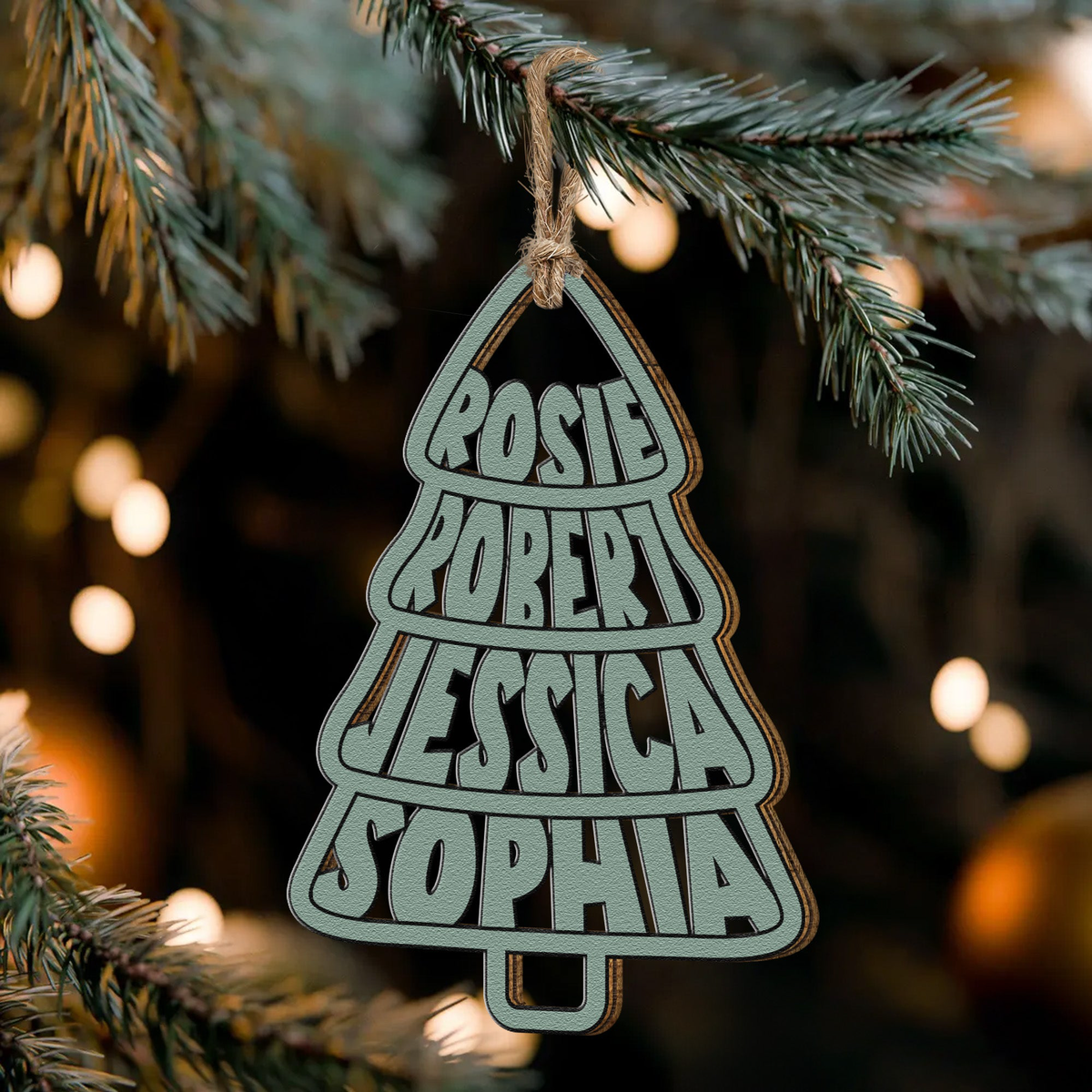 Family Names Christmas Tree Shape - Personalized Ornament