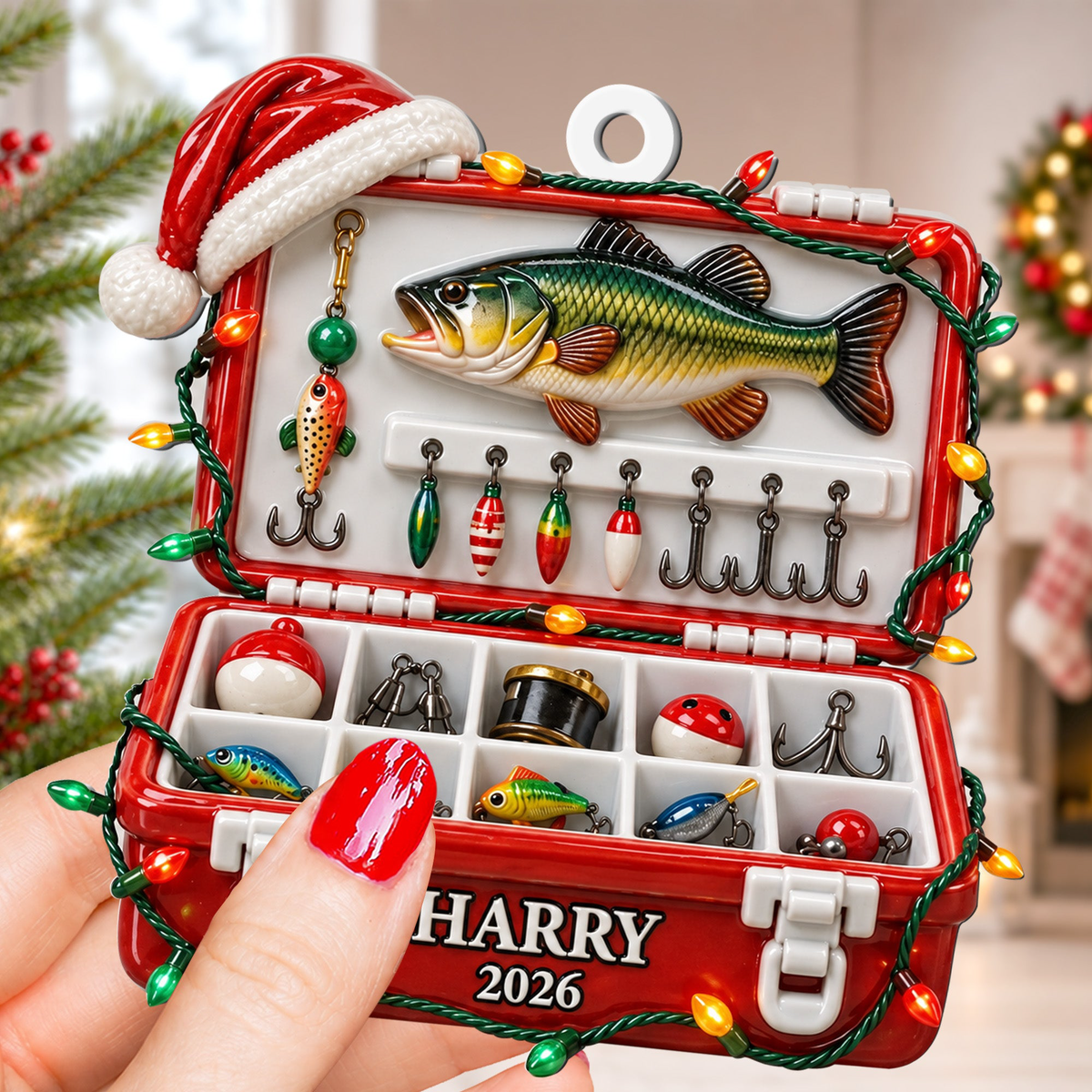 Fishing Tackle Box 3D Ornament For Fisherman, Dad Fishing Man Gifts - Personalized Ornament