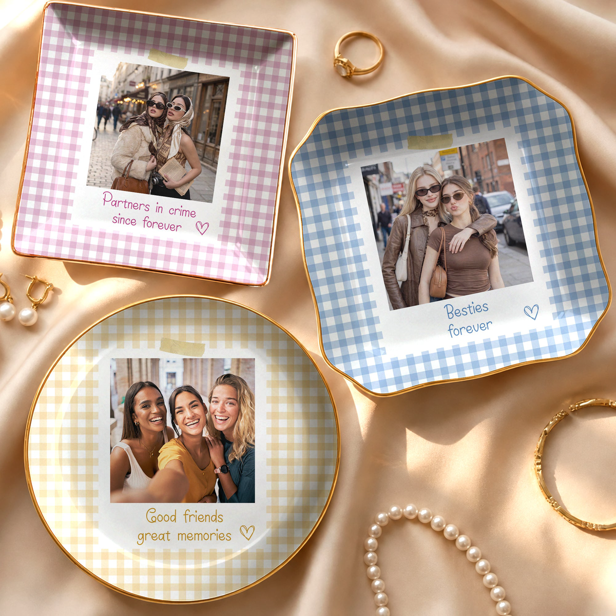 Friendship Gifts For Her BFF Custom Photo Besties Forever - Personalized Jewelry Dish