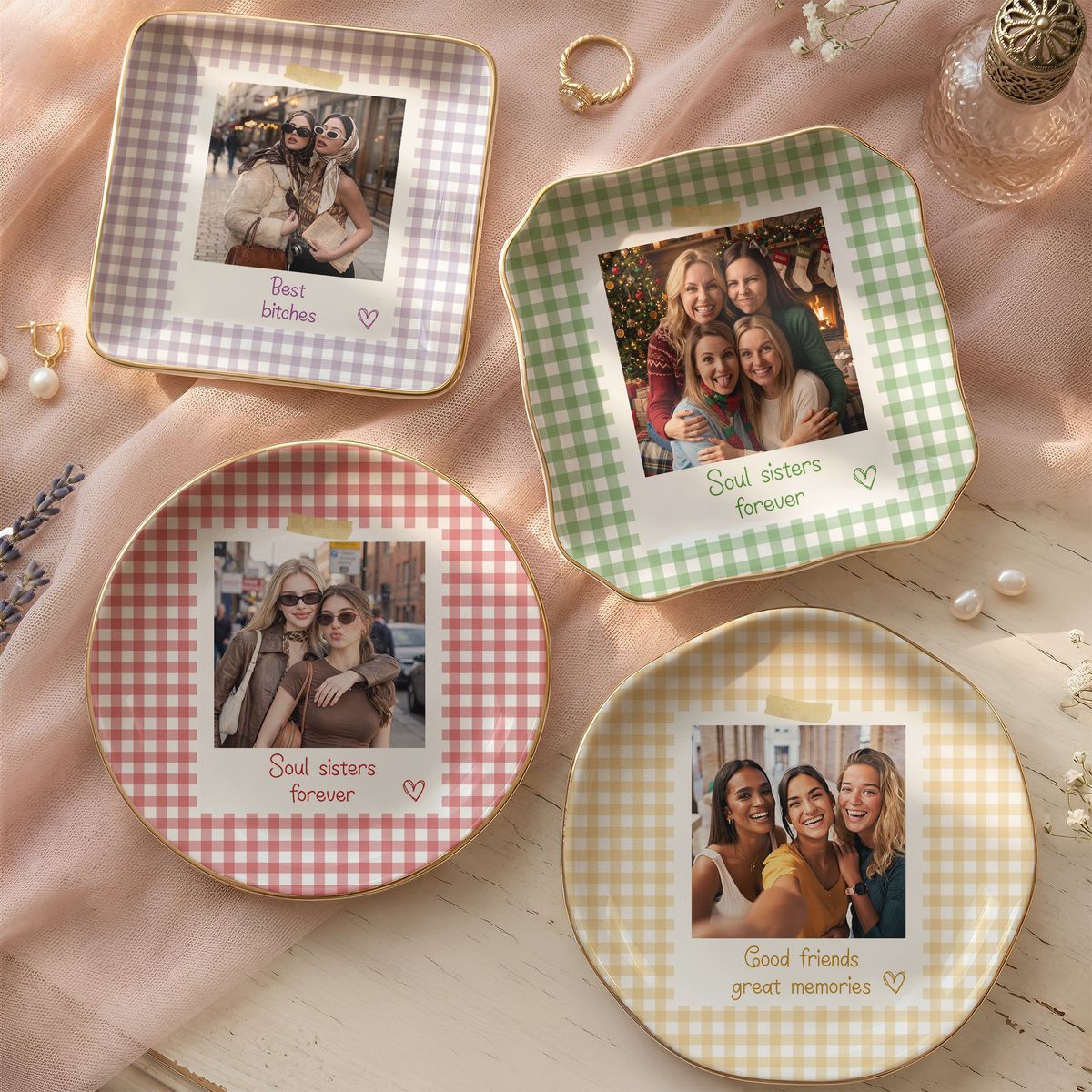 Friendship Gifts For Her BFF Custom Photo Besties Forever - Personalized Jewelry Dish