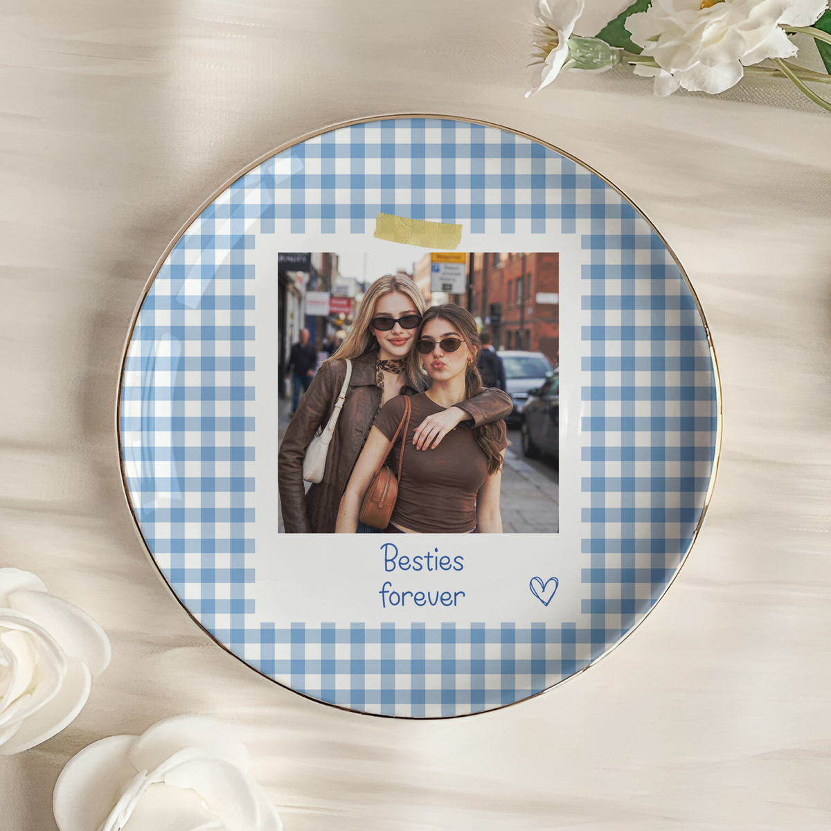 Friendship Gifts For Her BFF Custom Photo Besties Forever - Personalized Jewelry Dish