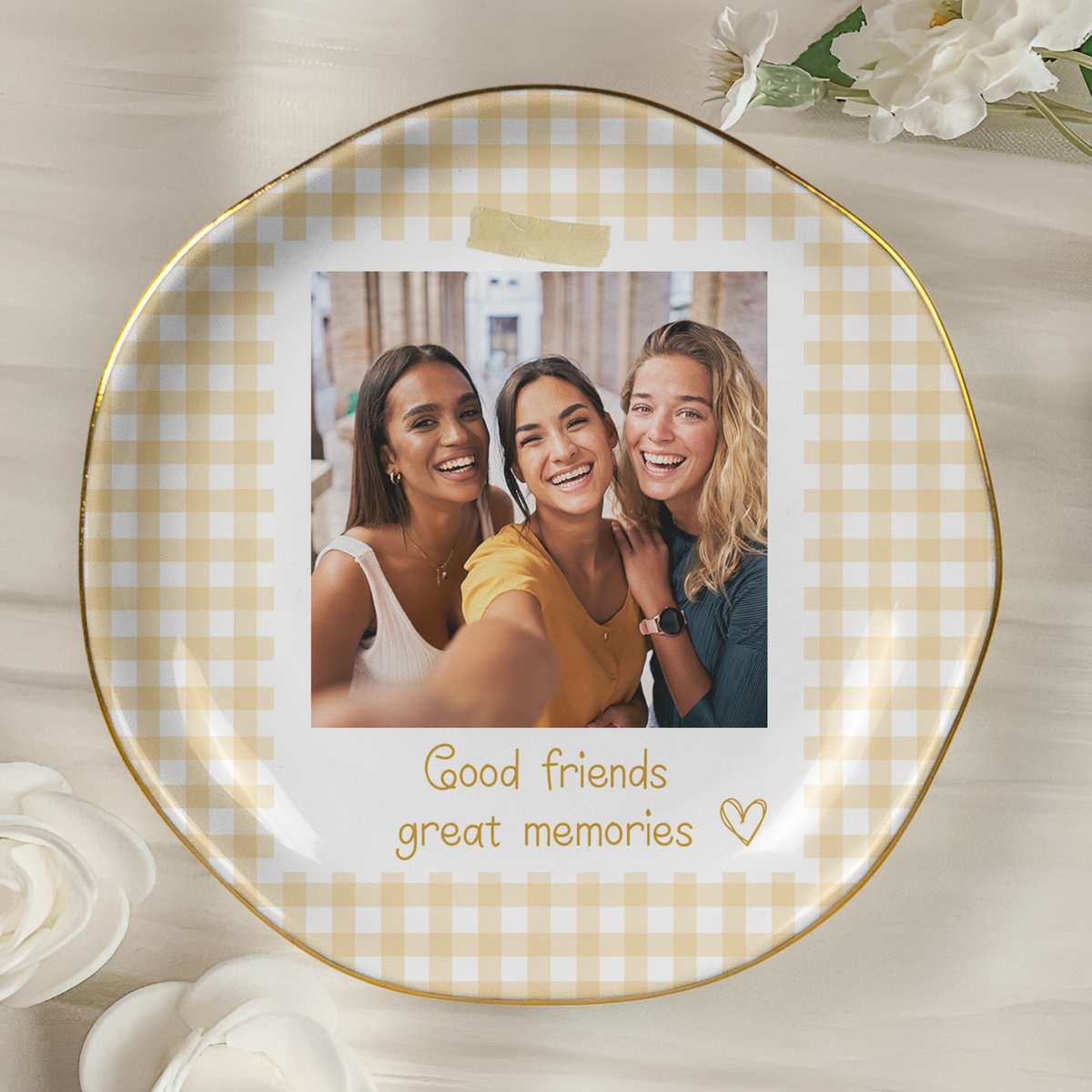 Friendship Gifts For Her BFF Custom Photo Besties Forever - Personalized Jewelry Dish