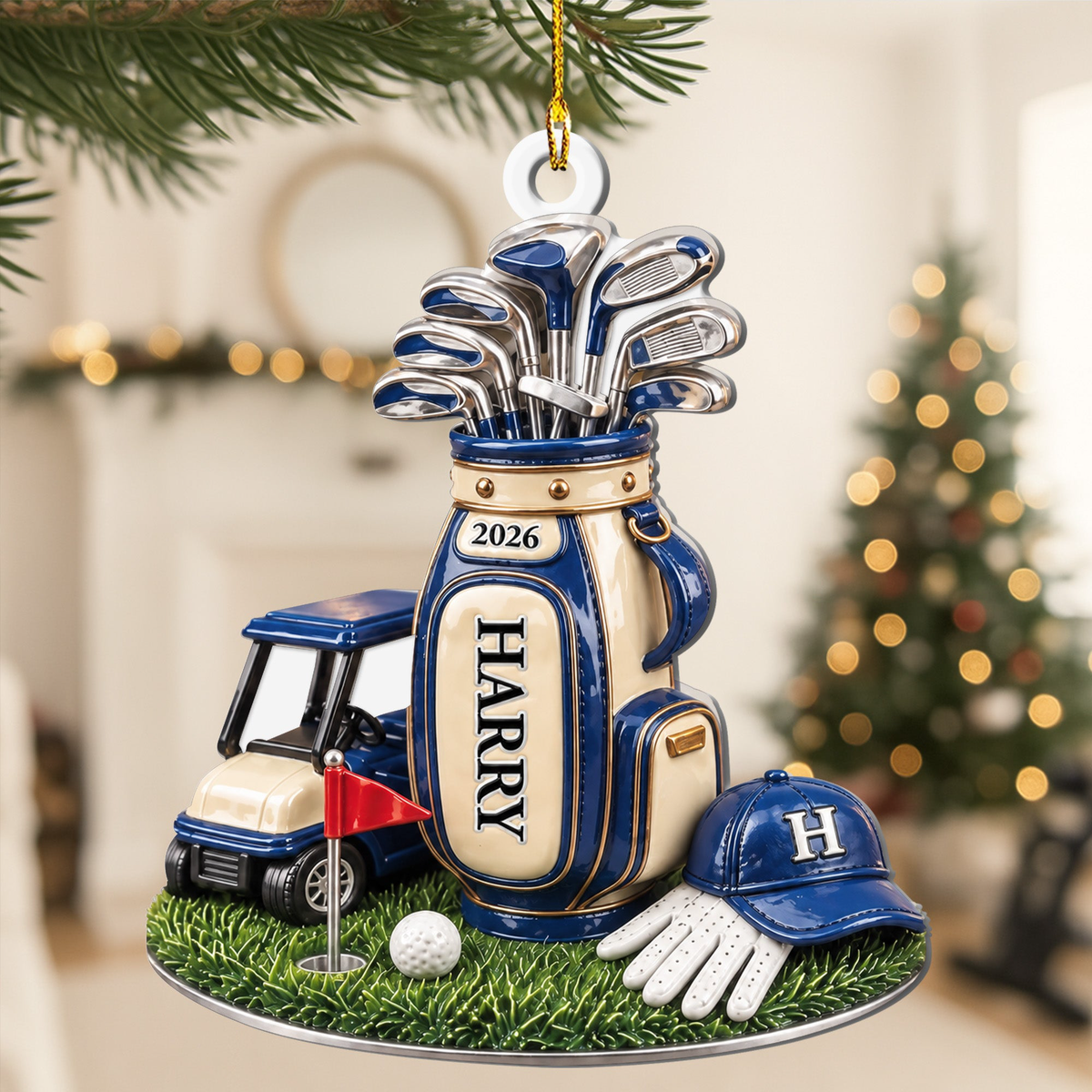 Golf Bag 3D Relief Acrylic Xmas For Golf Lover Golfer Dad - Personalized Ornament