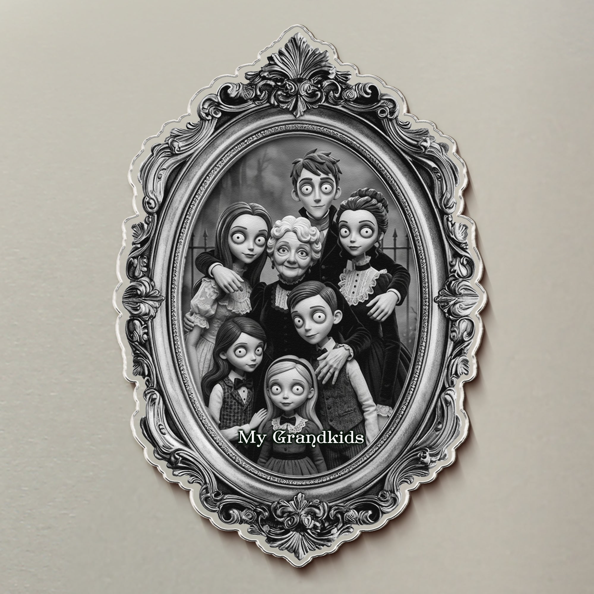 Grandkids Gothic Portrait Spooky Halloween - Personalized Magnet
