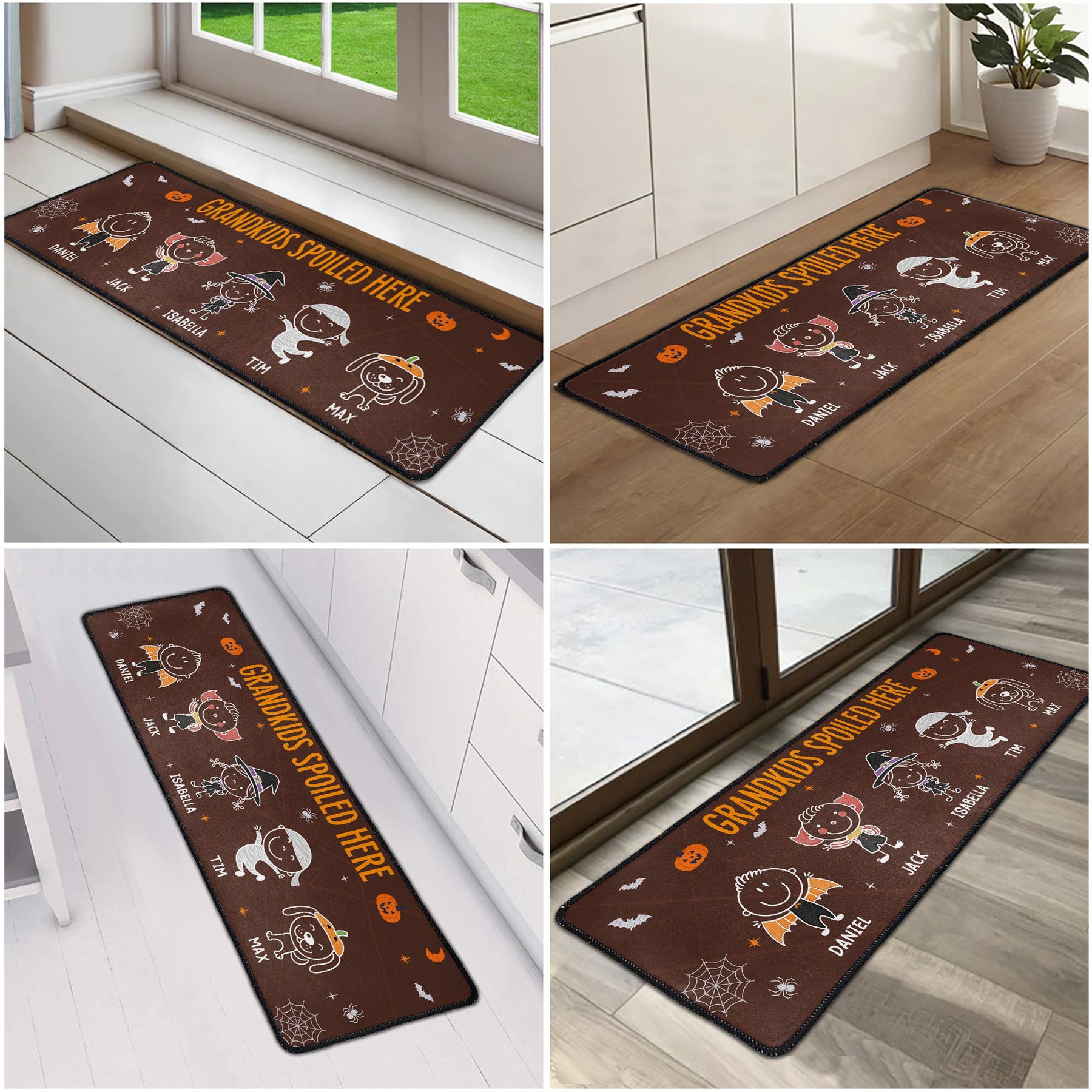 Grandkids Spoiled Here Doodle Halloween - Personalized Runner Rug