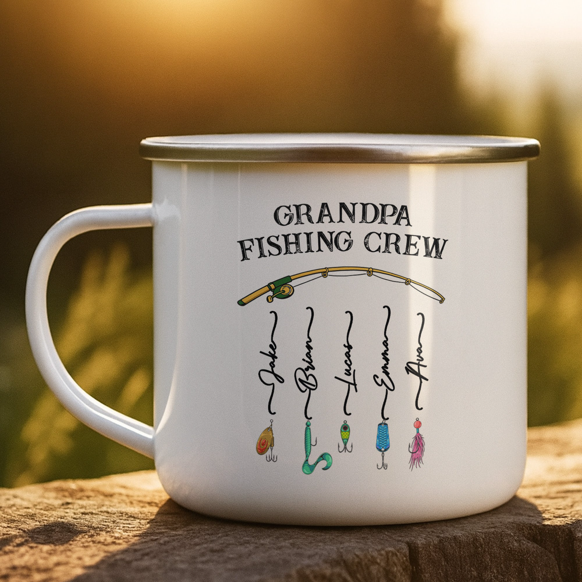 Grandpa Fishing Crew Colorful - Personalized Mugs