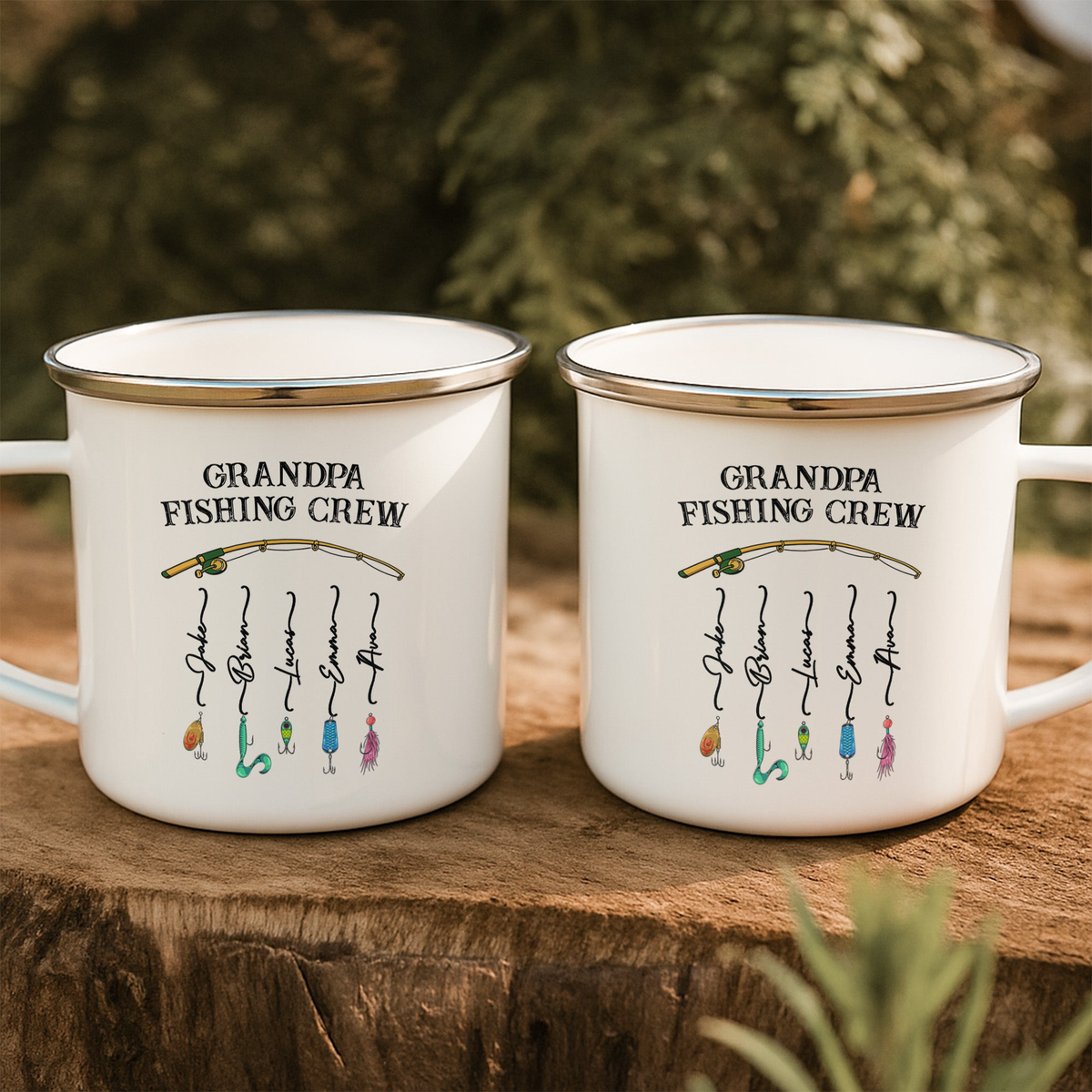 Grandpa Fishing Crew Colorful - Personalized Mugs