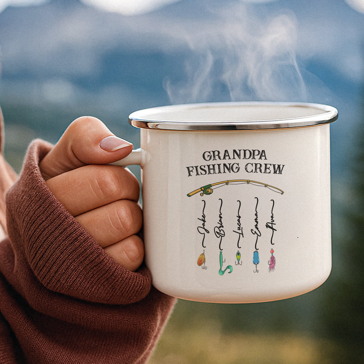 Grandpa Fishing Crew Colorful - Personalized Mugs
