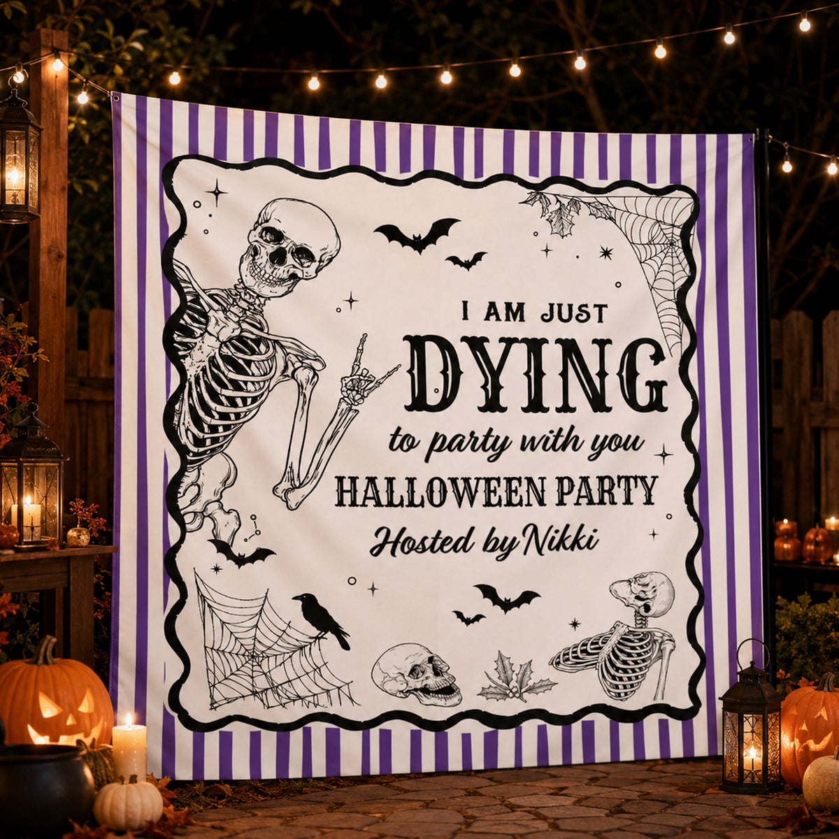 Halloween Party Funny Skeleton Meme - Personalized Backdrop