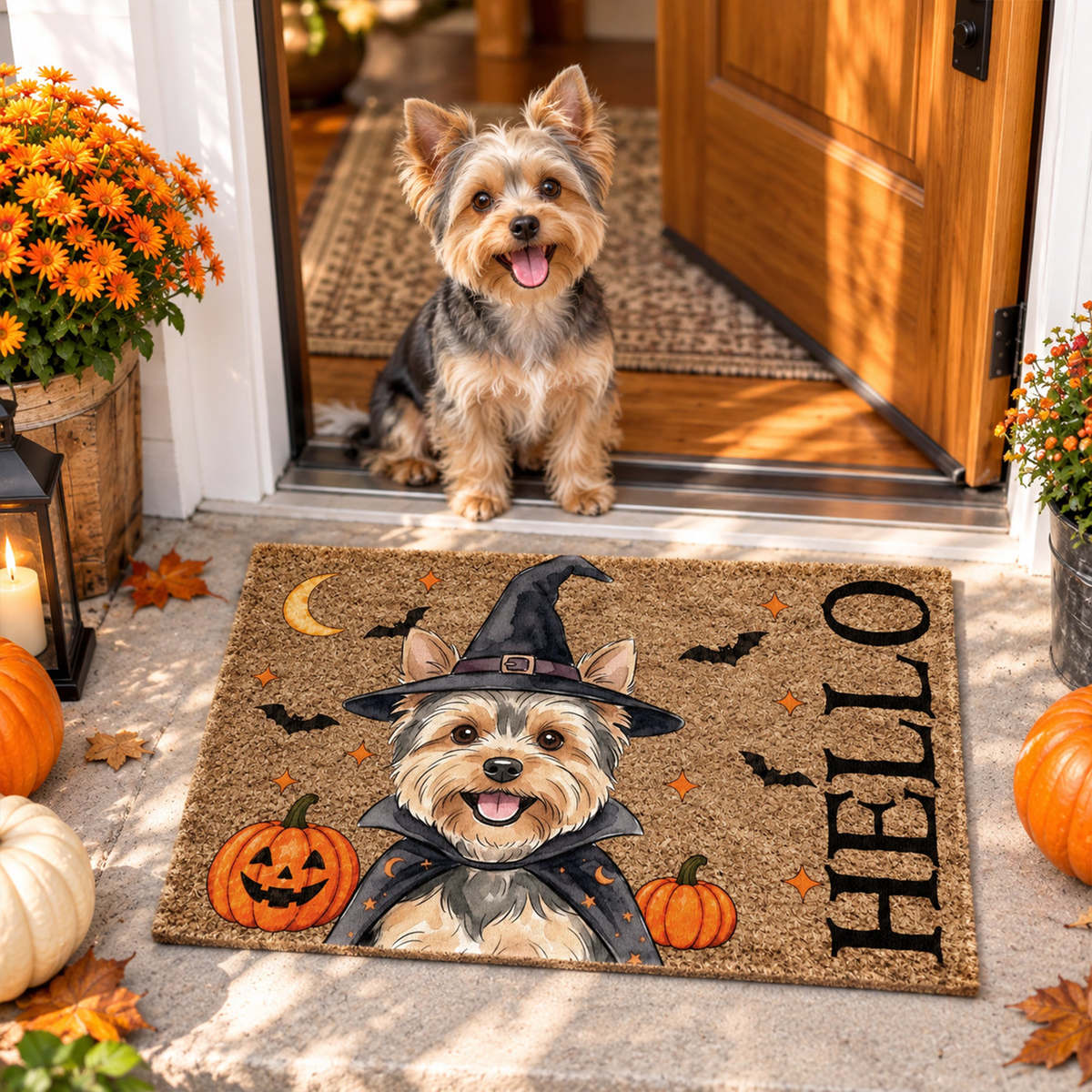 Hello Unwelcome Halloween Custom Pet Portrait - Personalized Doormat