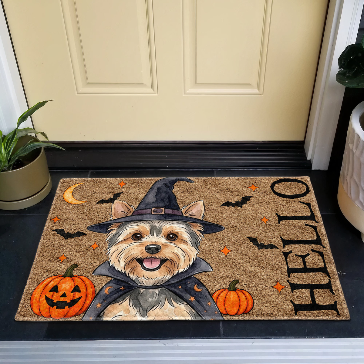 Hello Unwelcome Halloween Custom Pet Portrait - Personalized Doormat