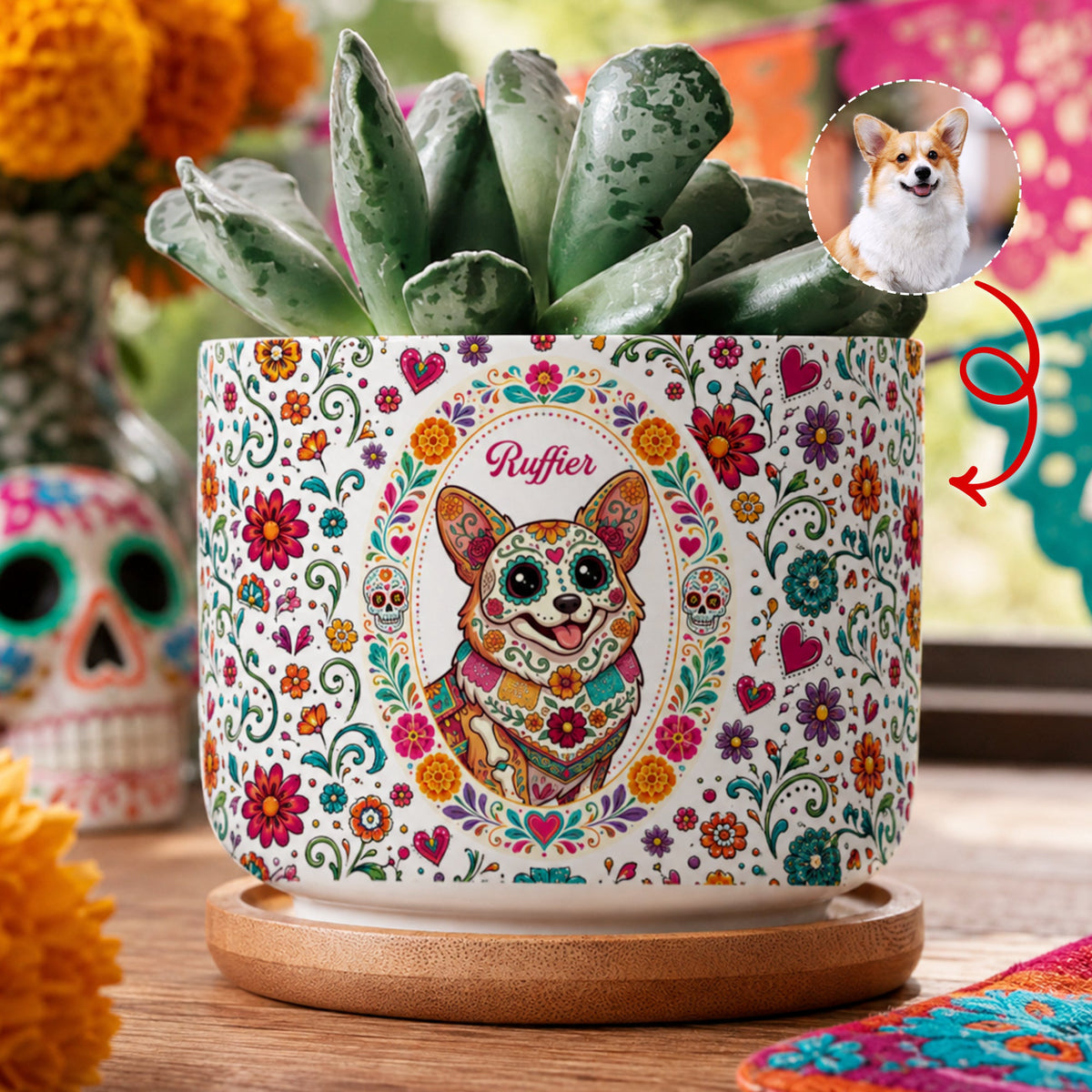 Hispanic Floral Pet Gifts For Pet Owners - Personalized Plant Pot
