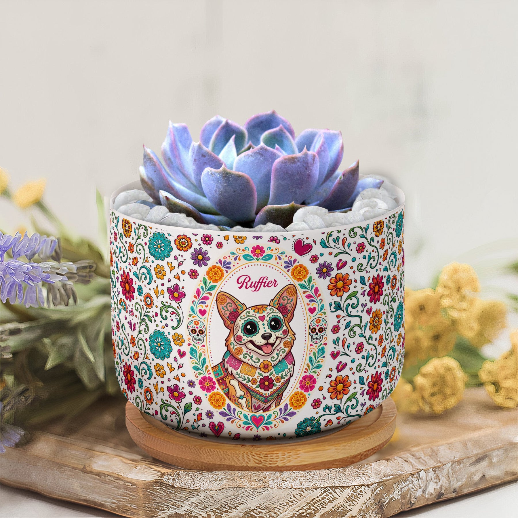 Hispanic Floral Pet Gifts For Pet Owners - Personalized Plant Pot