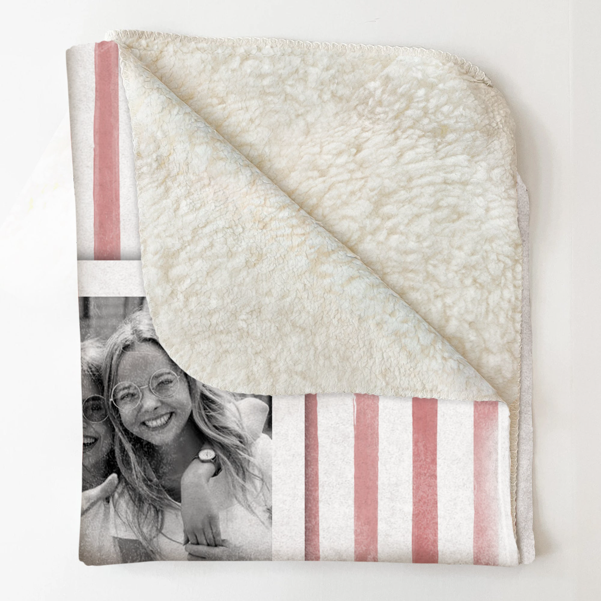How Lucky We Are - Upload Photo For Besties, Friends - Striped Style - Personalized Blanket