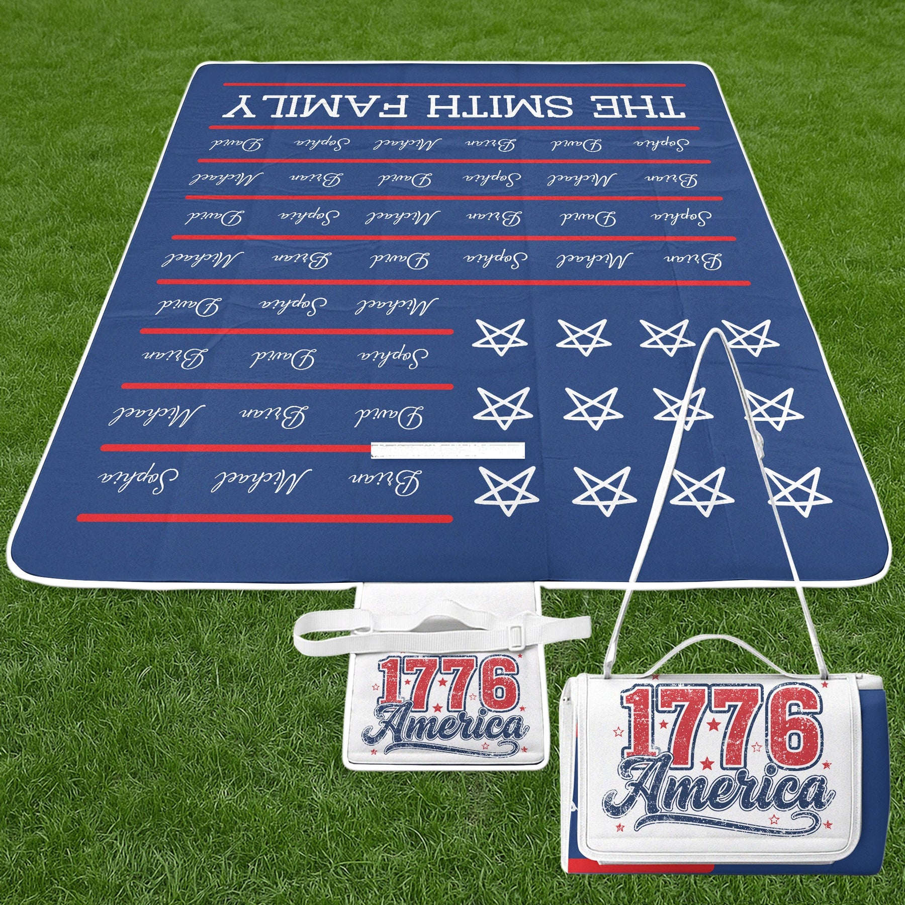 250 Years Of Freedom Patriotic Repeating Name - Personalized Picnic Blanket