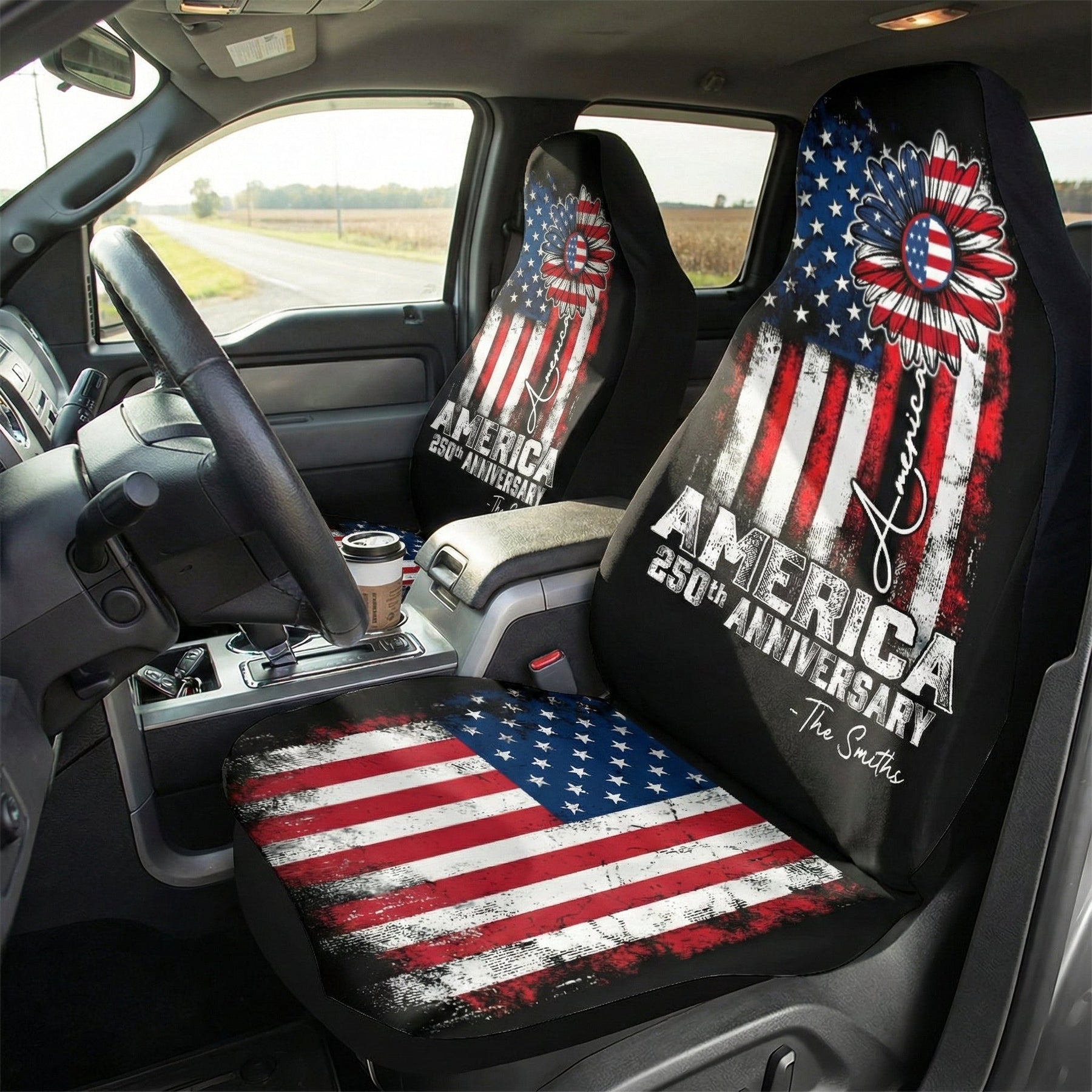 250 Years Of Freedom Sunflower - Personalized Car Seat Cover