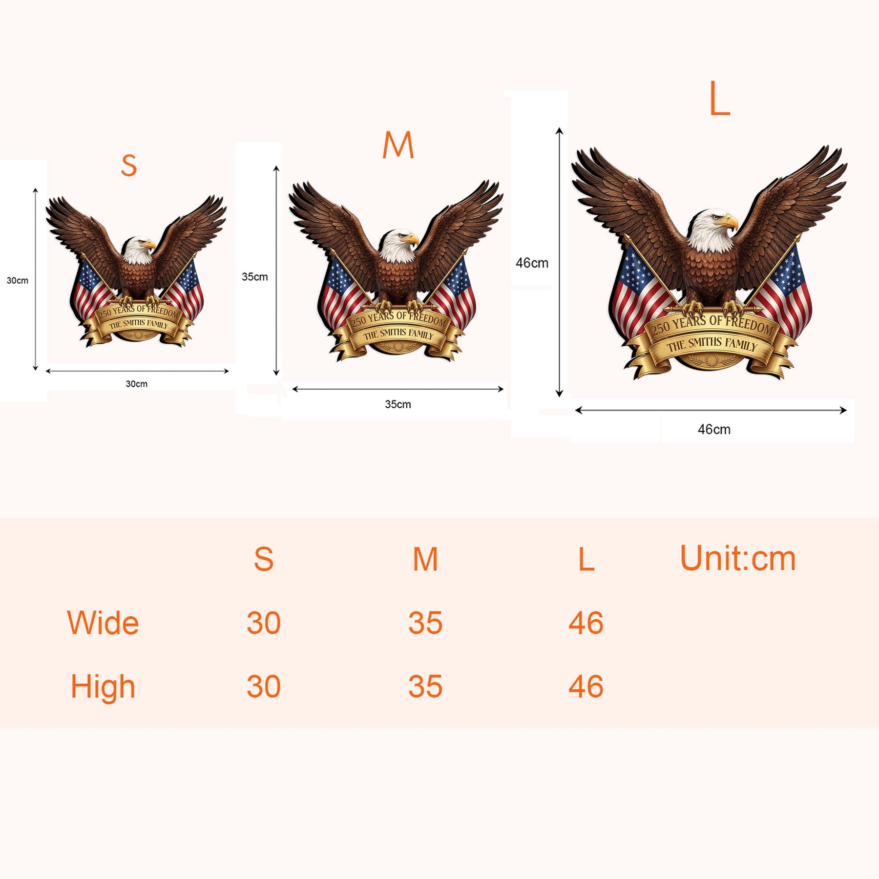 250 Years Of Freedom - American Eagle - Personalized Wood Sign