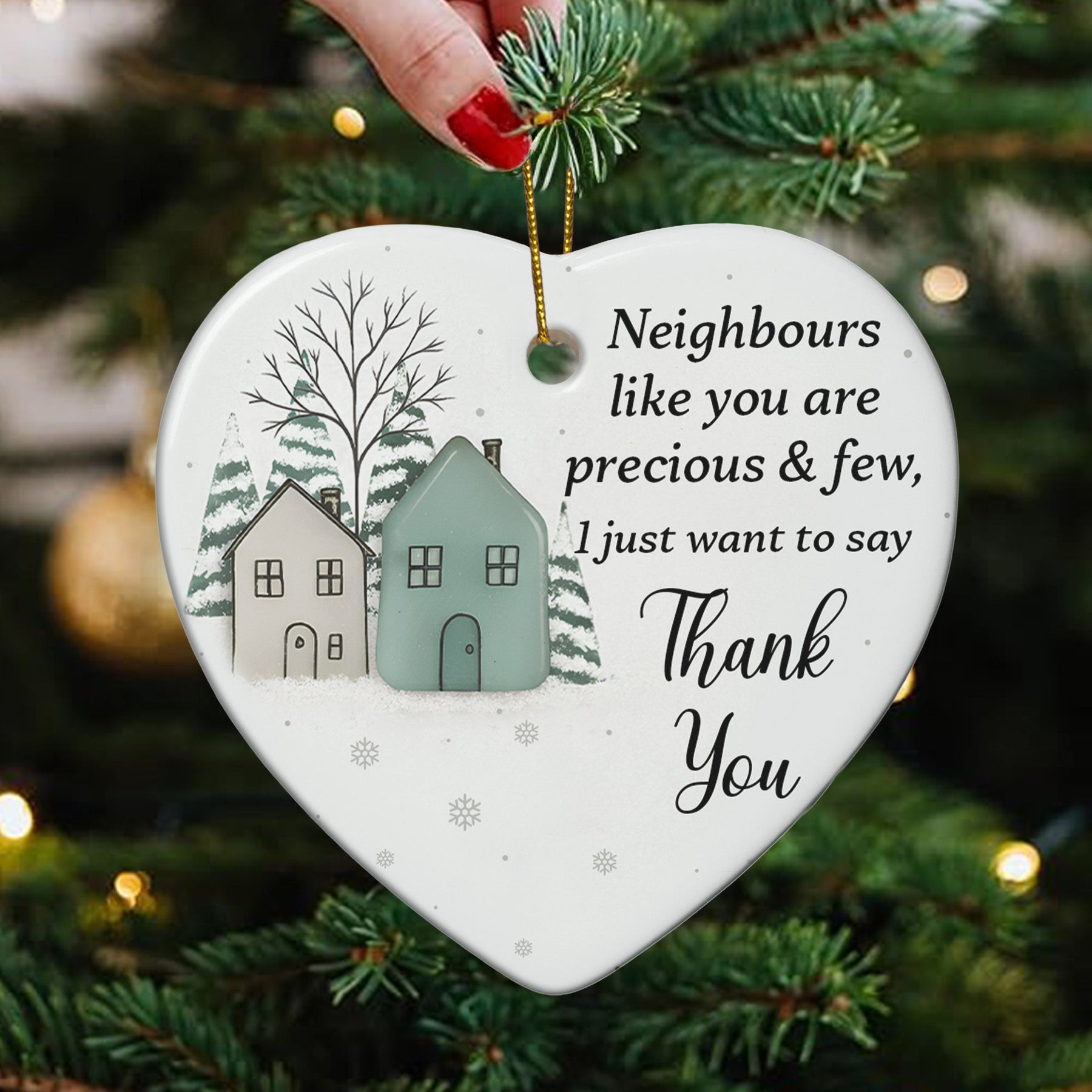 2D Sea Glass Effect Printed Thank You Neighbours Appreciation Bulk Christmas Gifts - Ceramic Ornament