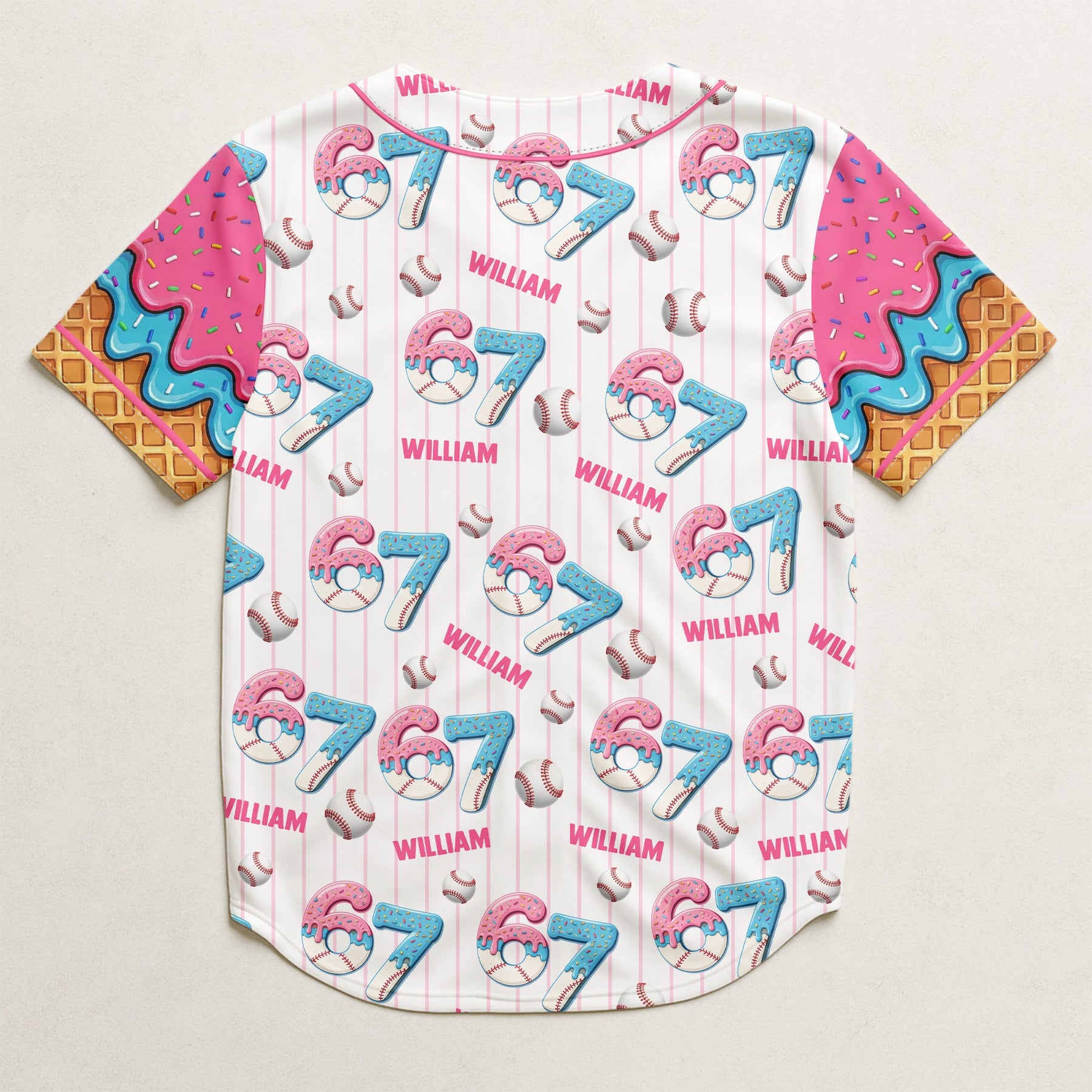 67 Sport Ice Cream Drip - Personalized Kids Baseball Jersey
