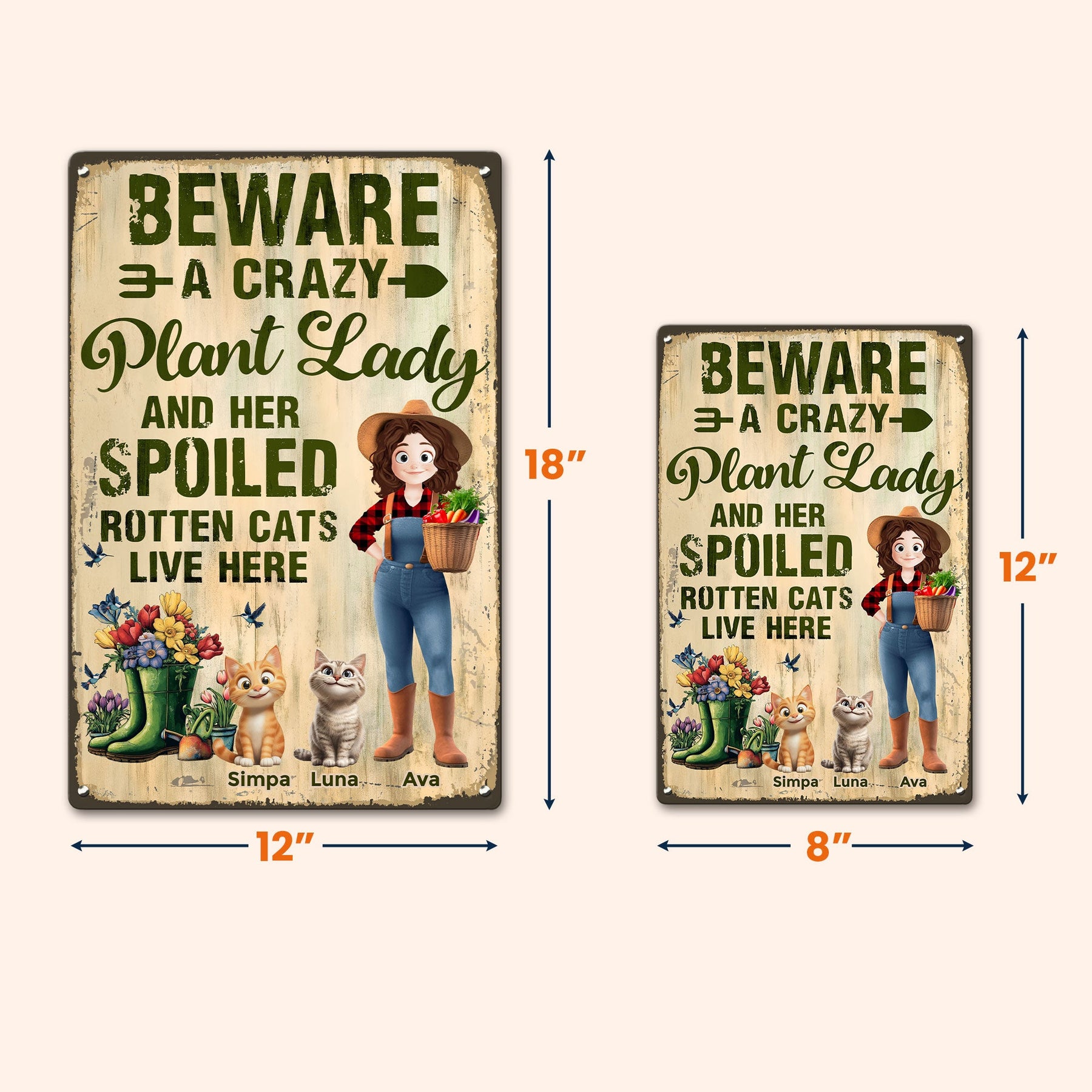 A Crazy Plant Lady & Her Spoiled Rotten Cats Live Here - Personalized Metal Sign