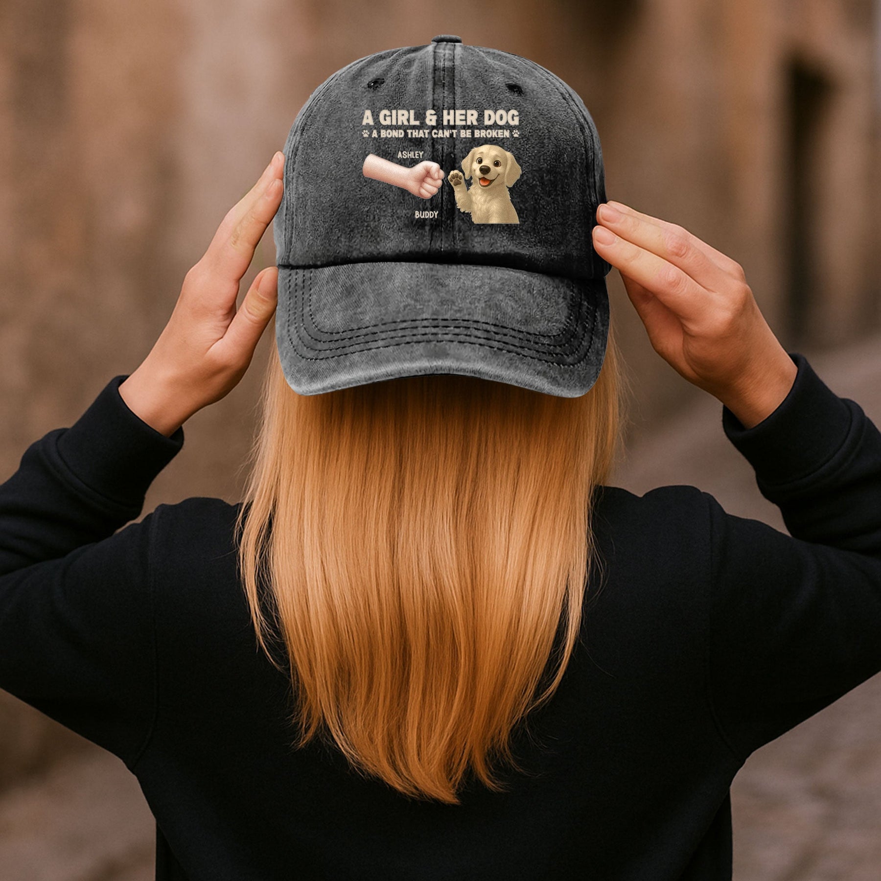A Girl And Her Dog - A Bond That Can't Be Broken - Personalized Distressed Denim Cap