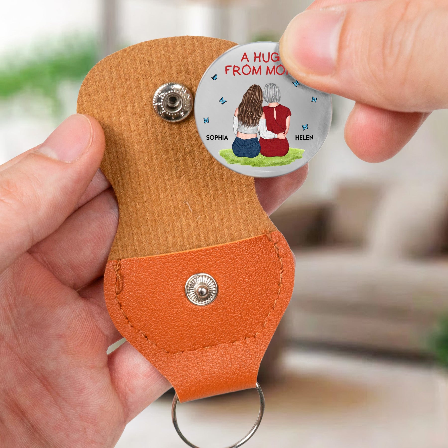 A Hug From Mom Gift For Daughter, Son - Personalized Leather Pocket Hug