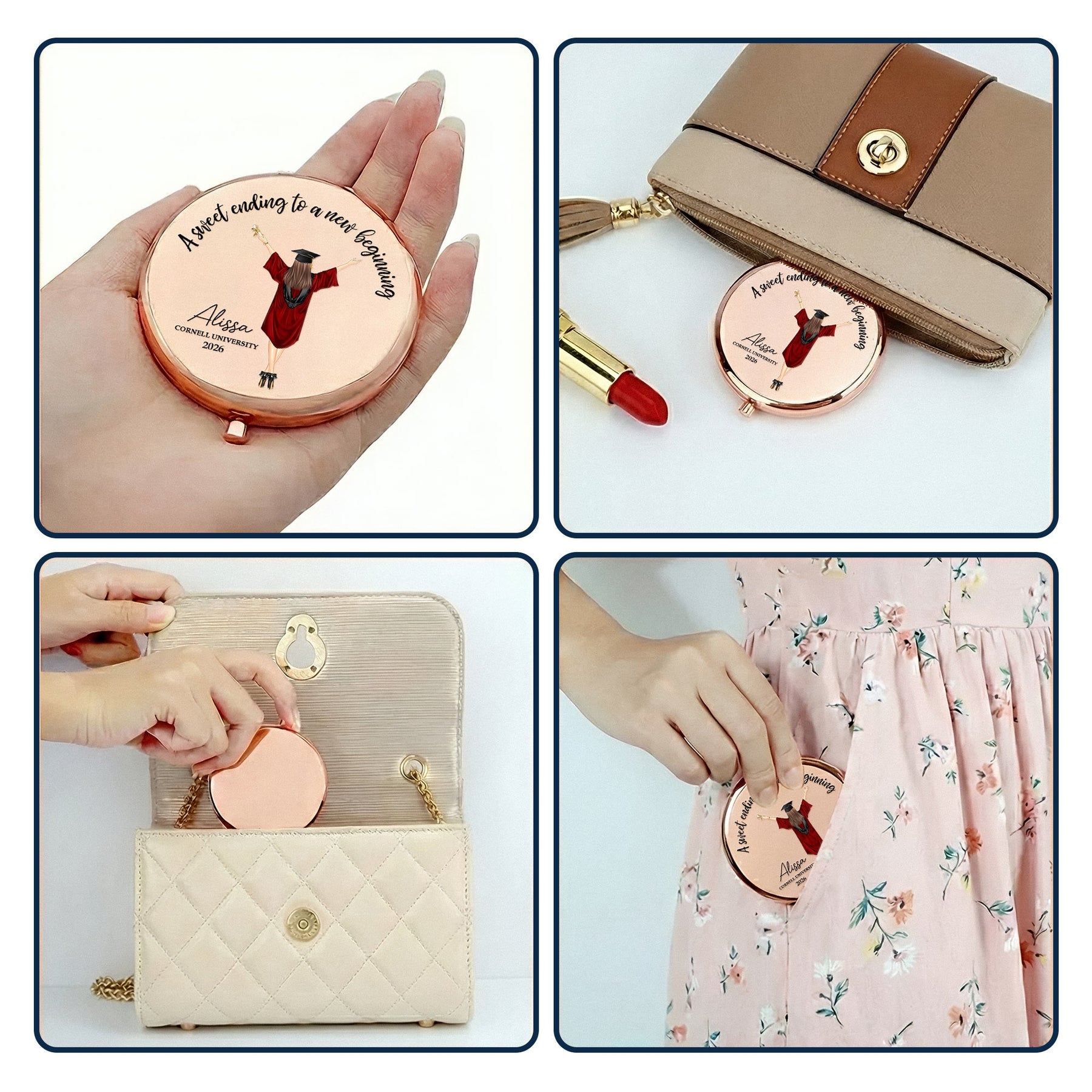 A Sweet Ending To A New Beginning Graduation - Personalized Compact Mirror