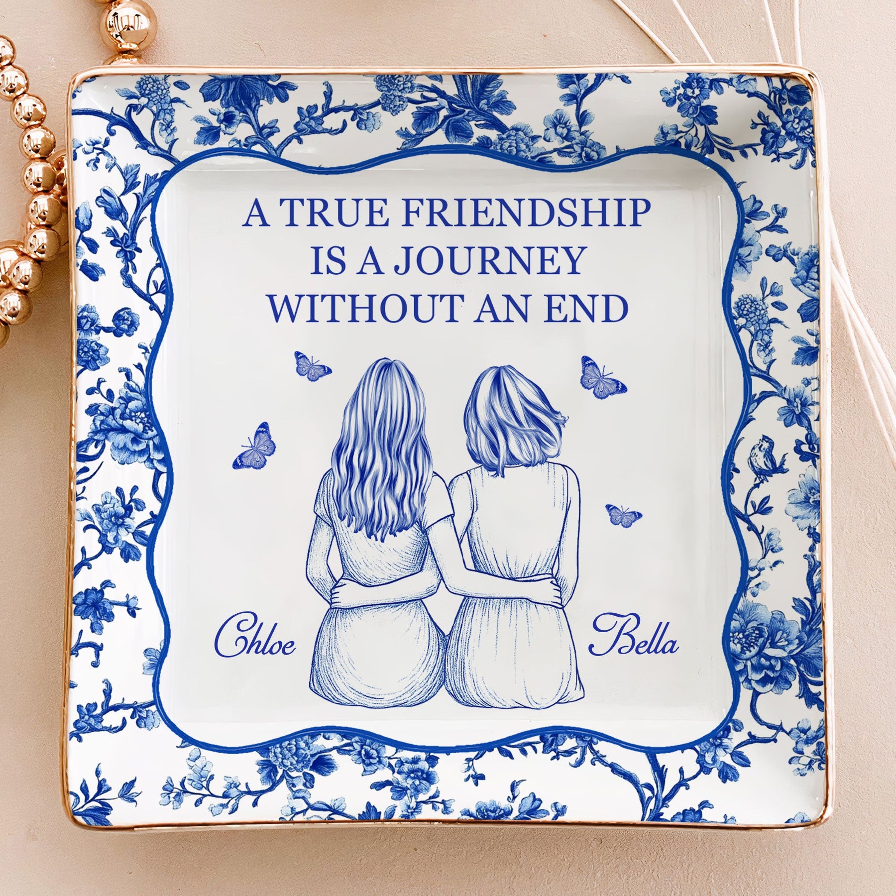 A True Friendship Is A Journey - Personalized Jewelry Dish