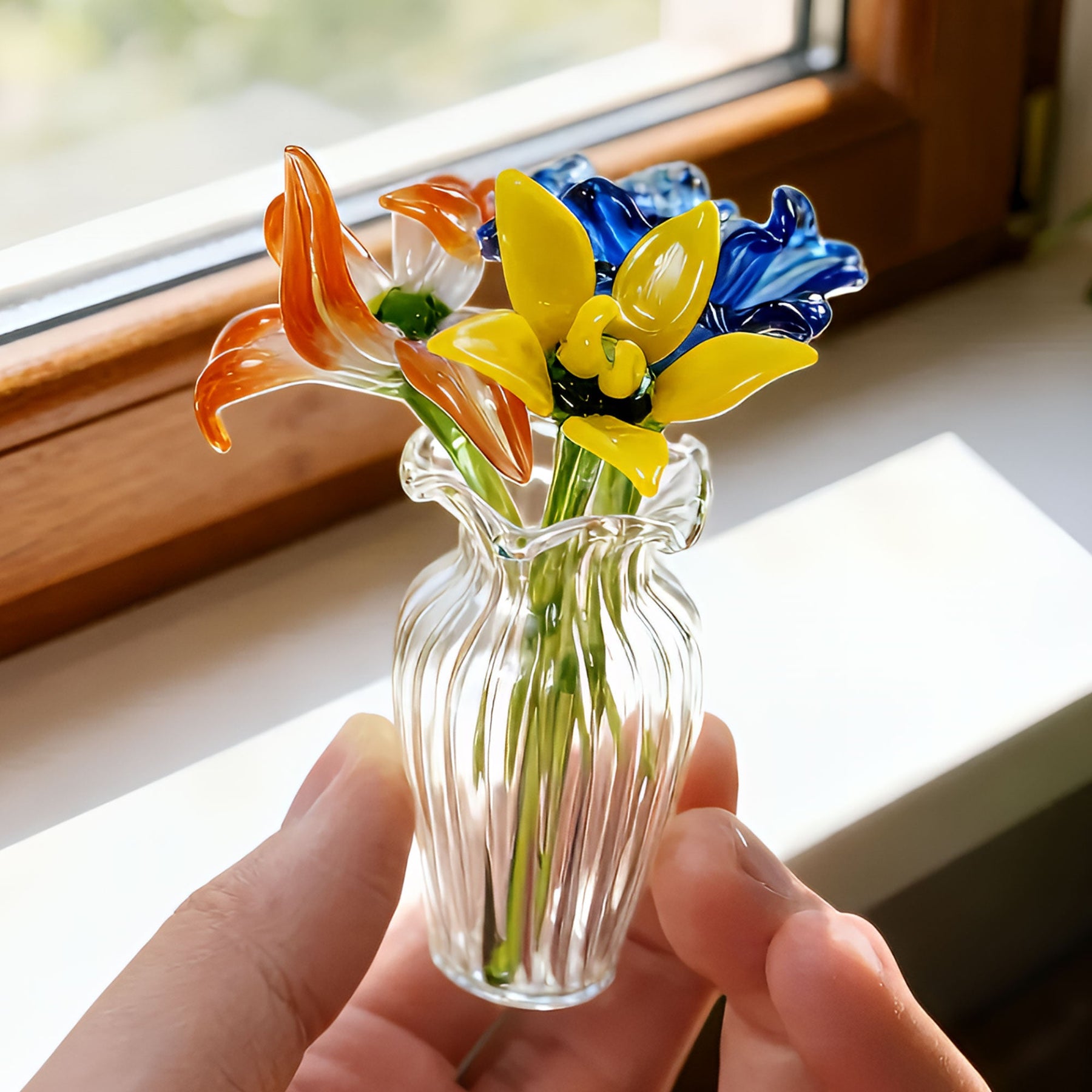 Actual Handwritten Message Gift Glass Flower Bouquet - Personalized Glass Flowers