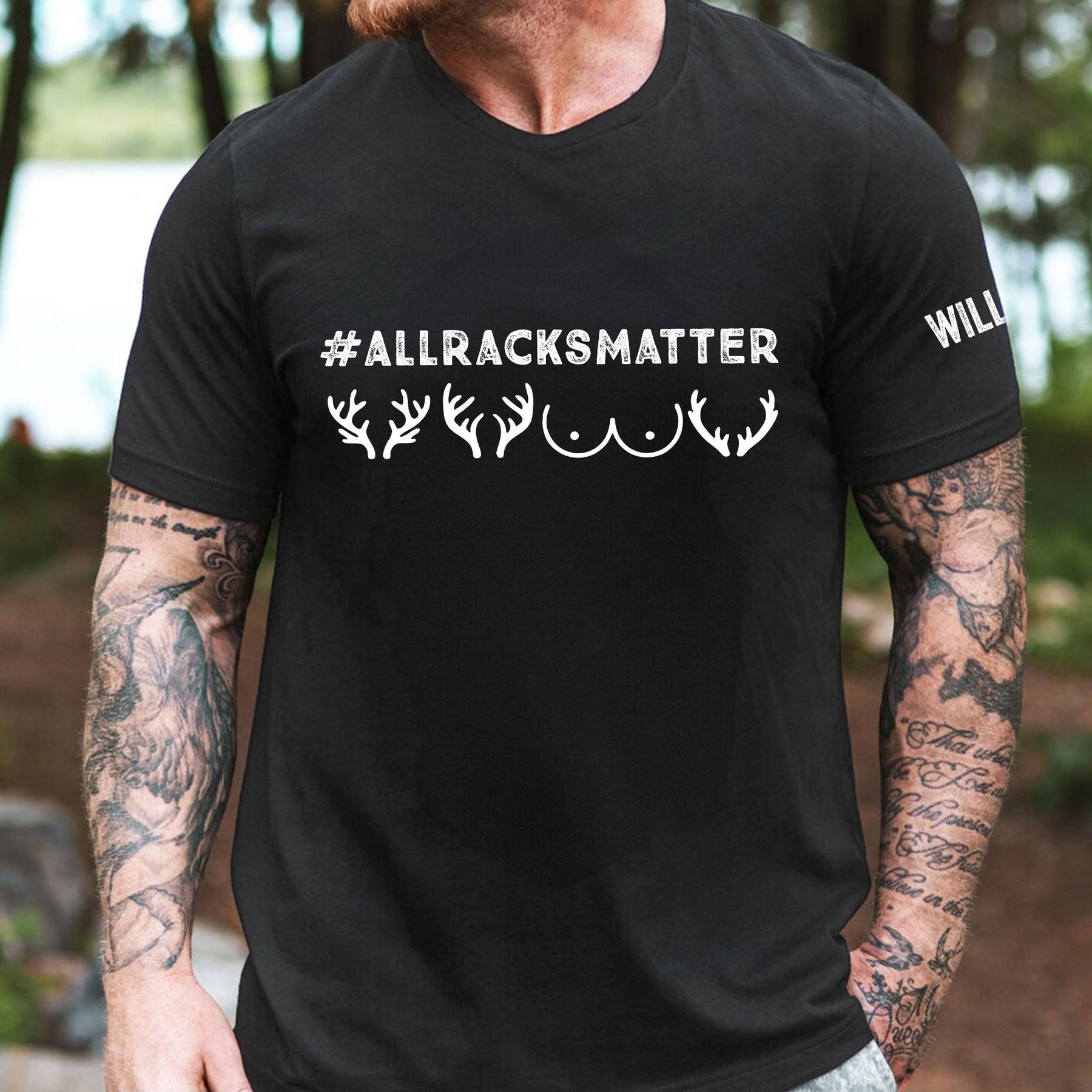 All Racks Matter Custom Name On Sleeve - Gifts For Hunters, Husband, Men - Personalized Shirt