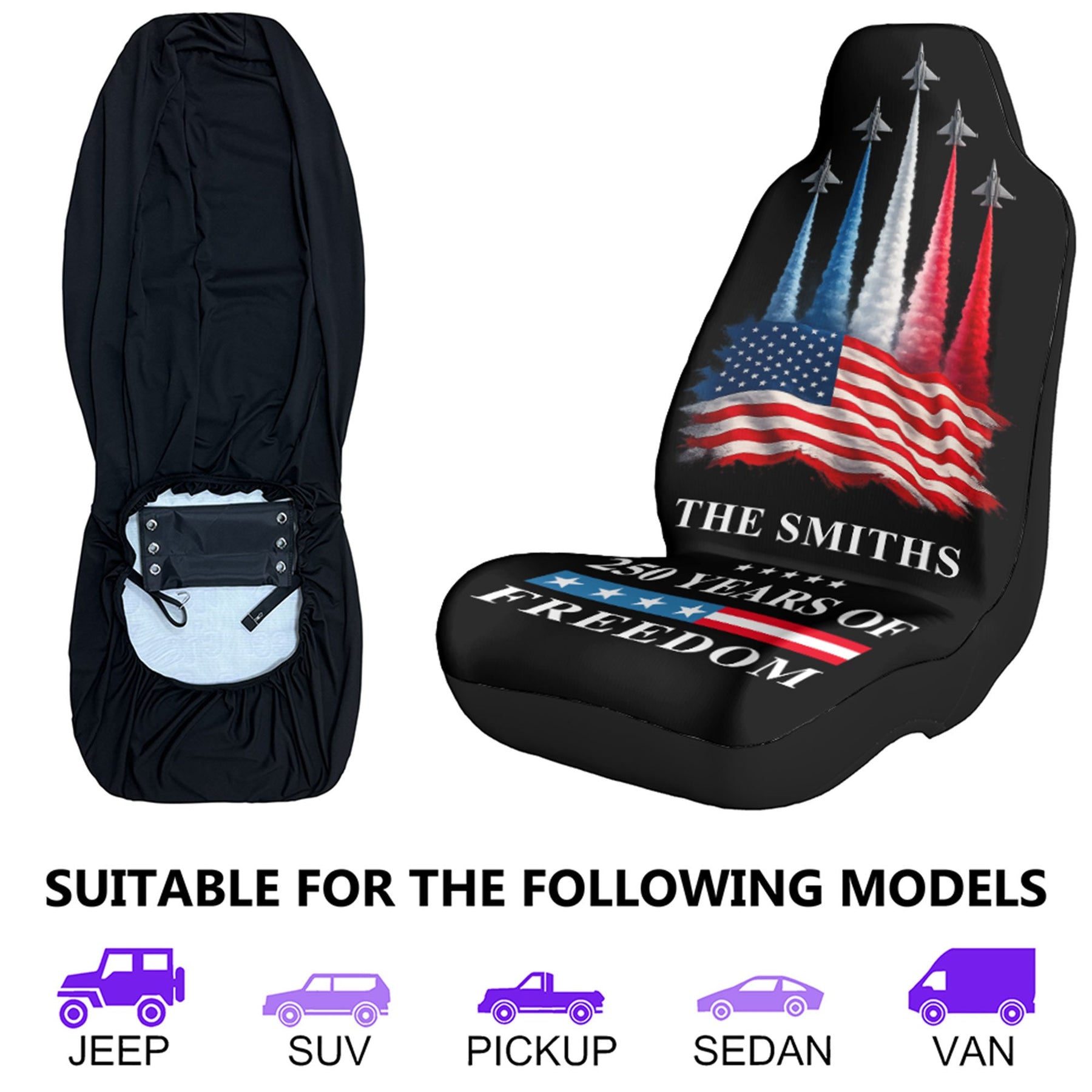 America 250Th Anniversary - Personalized Car Seat Cover