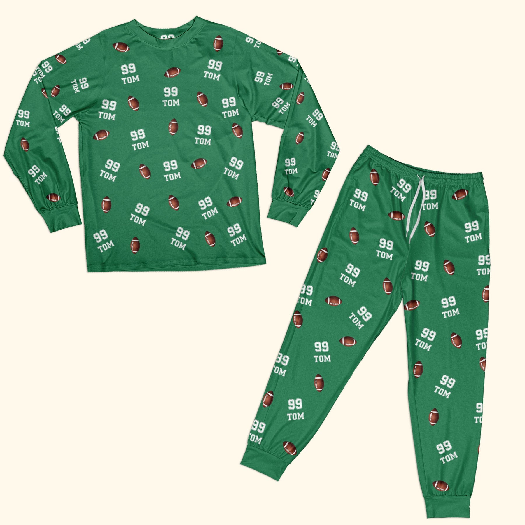 American Football Custom Name, Number - Personalized Pajama Set