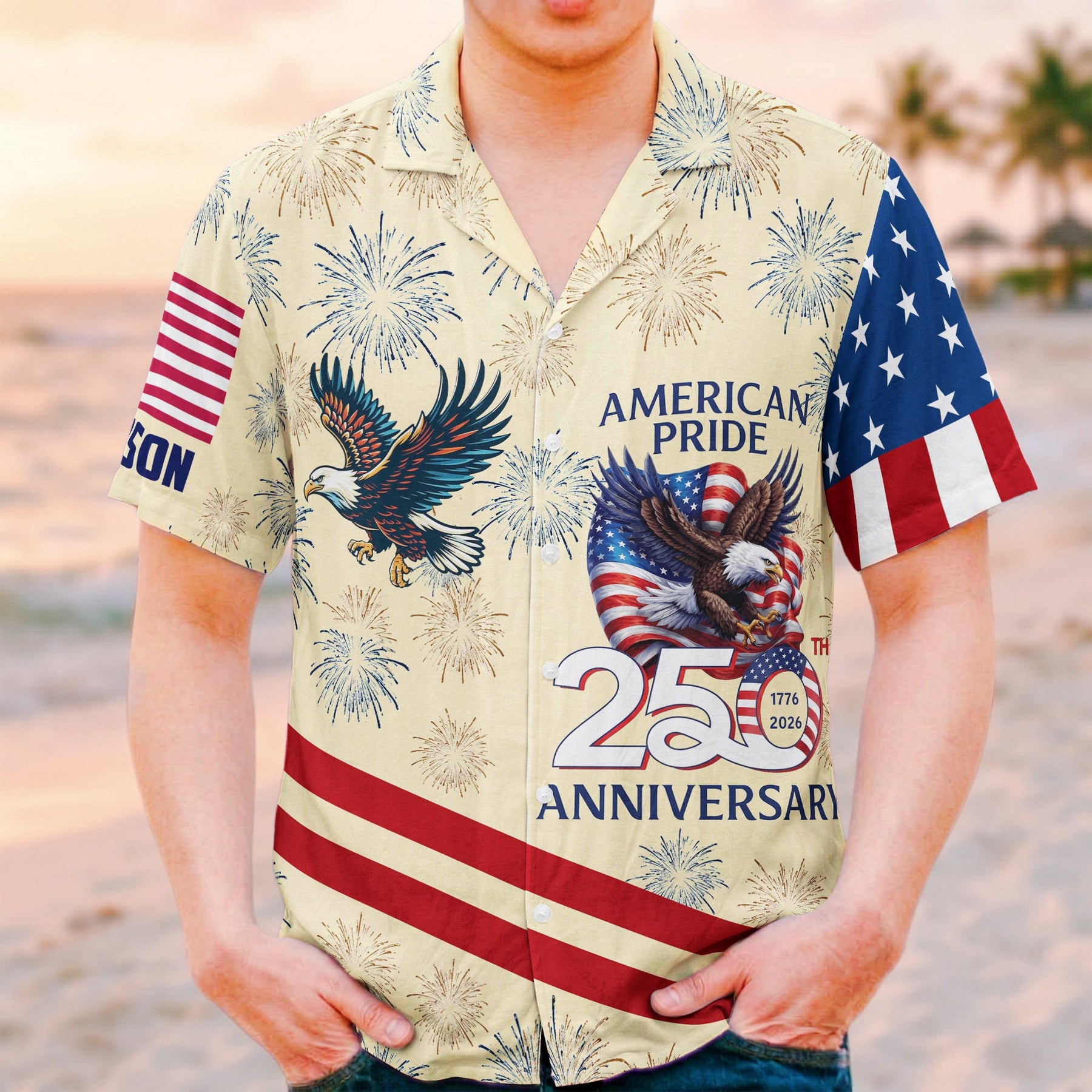 American Pride Patriotic 250Th Anniversary Eagle - Personalized Hawaiian Shirt