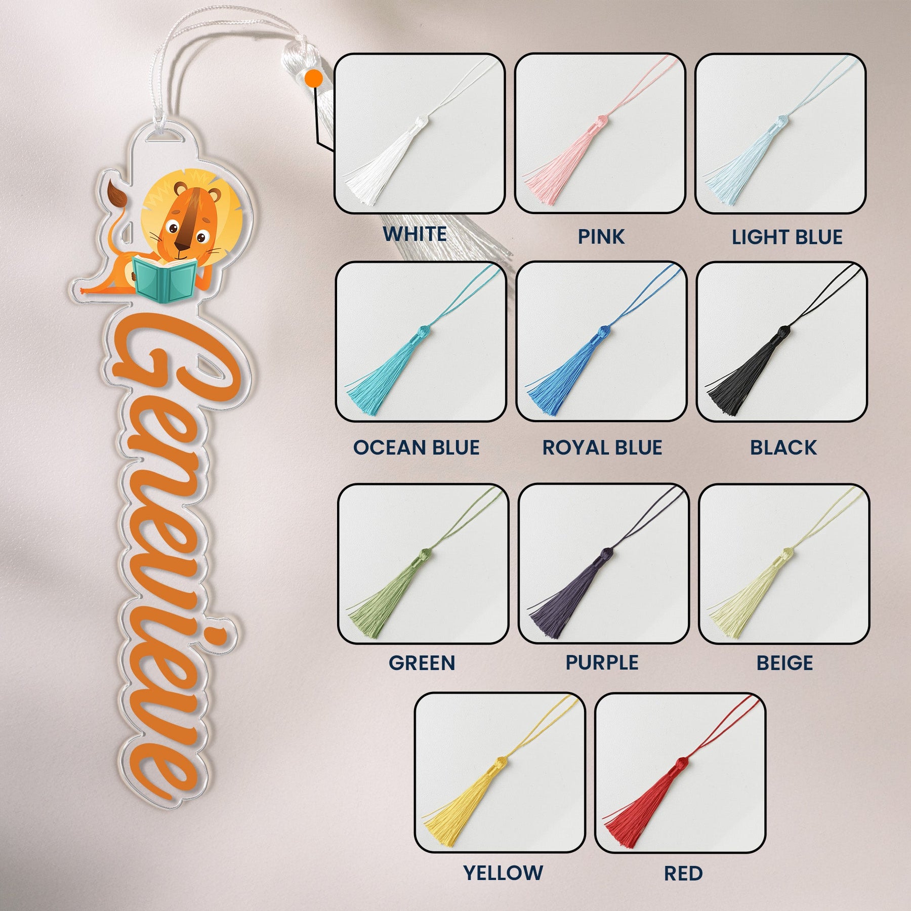 Animal Reading Book, Custom Name Book Lover, Reader For Kids - Custom Acrylic Bookmark