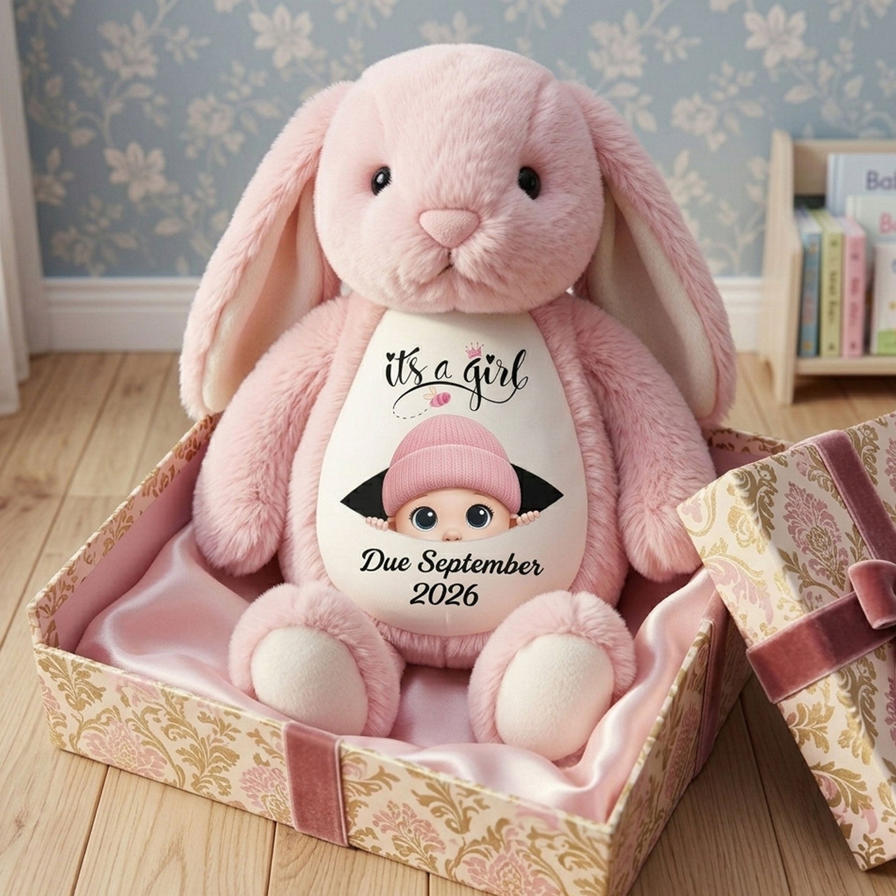 Baby Announcement Gift For Grandparent - Personalized Bunny Plush