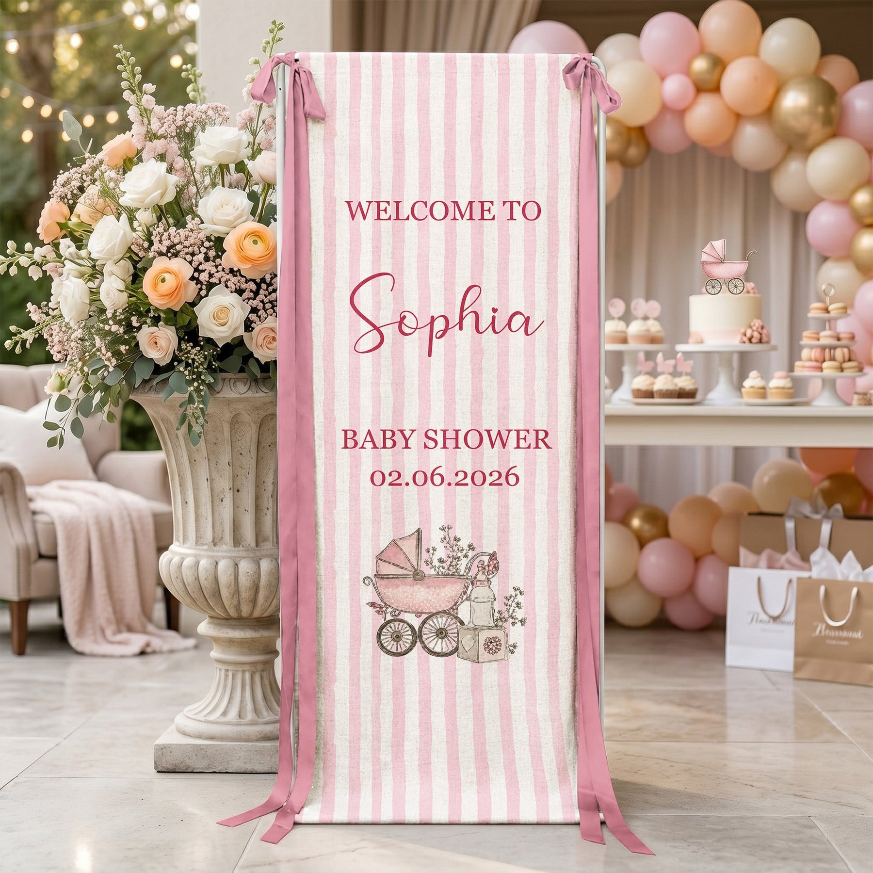 Baby Shower Stripe - Personalized Welcome Sign