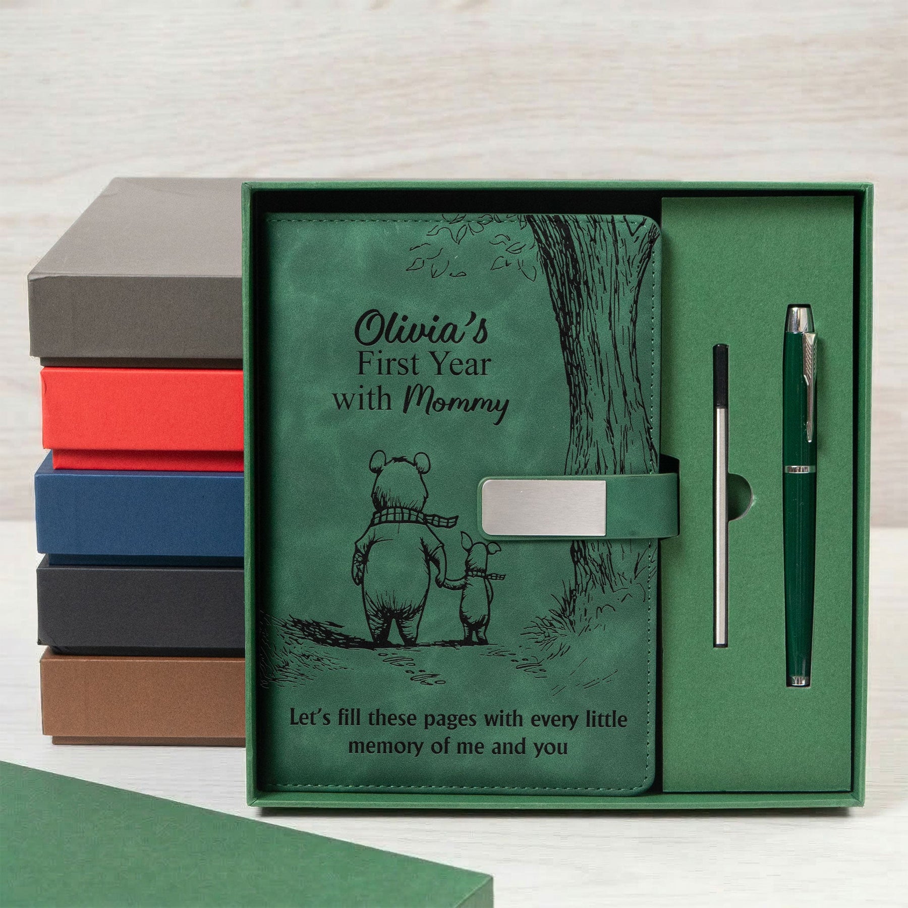 Baby's First Year Memory Book For New Mom, Dad, Grandparents - Personalized Notebook Set
