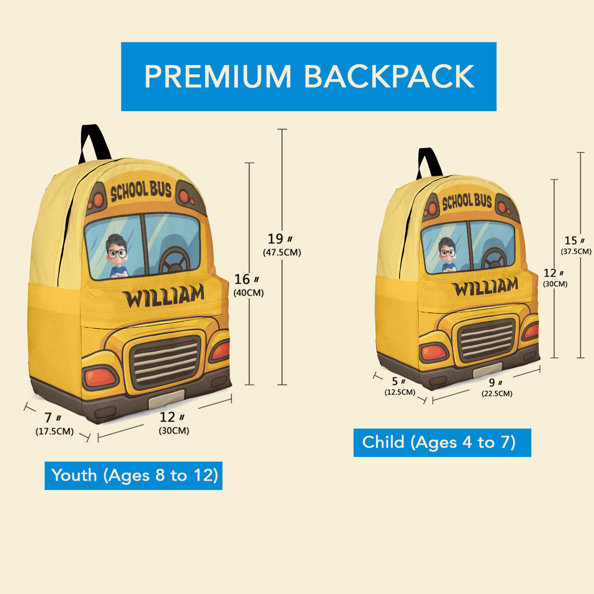 Back To School Gift For Kid School Bus Design - Personalized Kid Backpack
