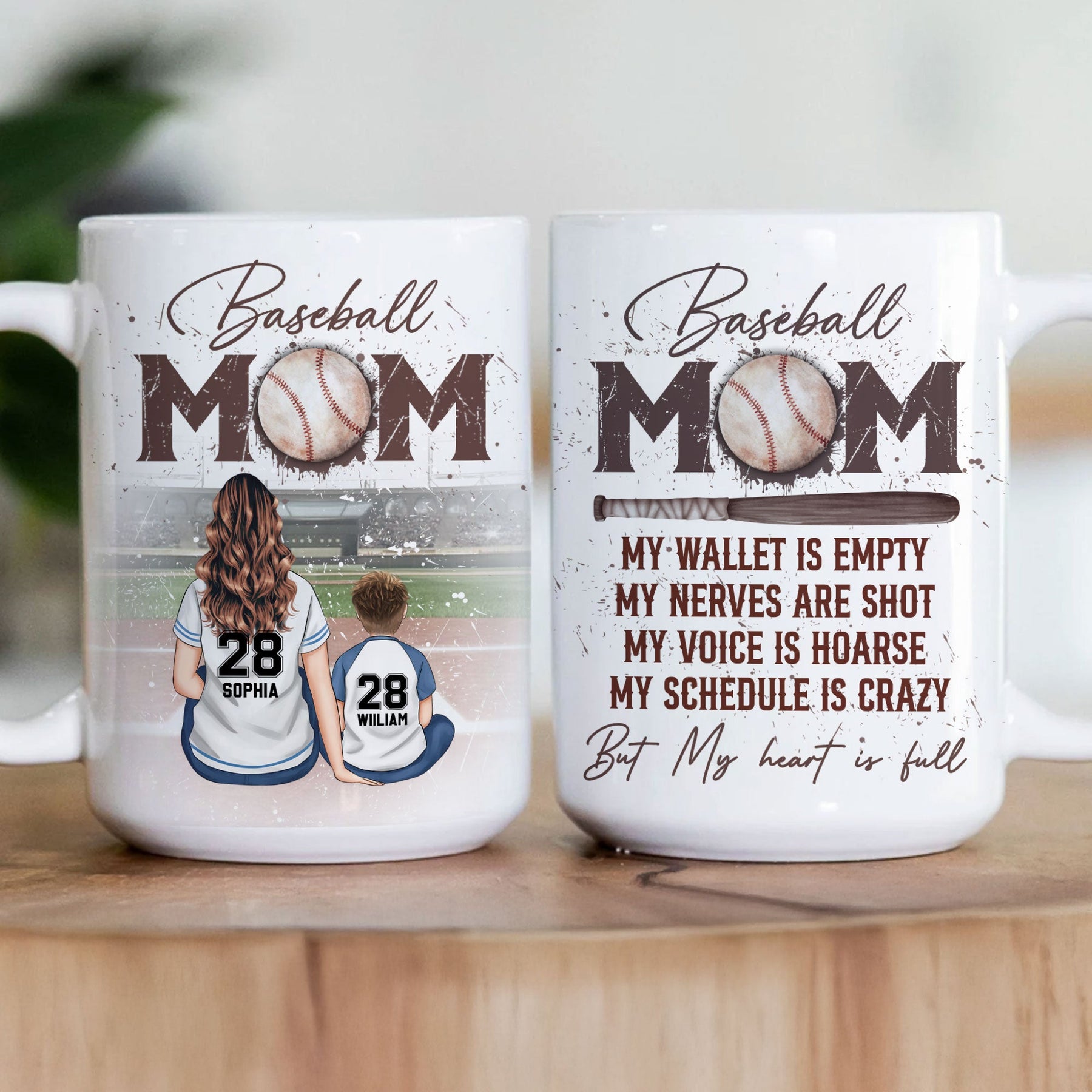 Baseball Mom But My Heart Is Full - Personalized Mug