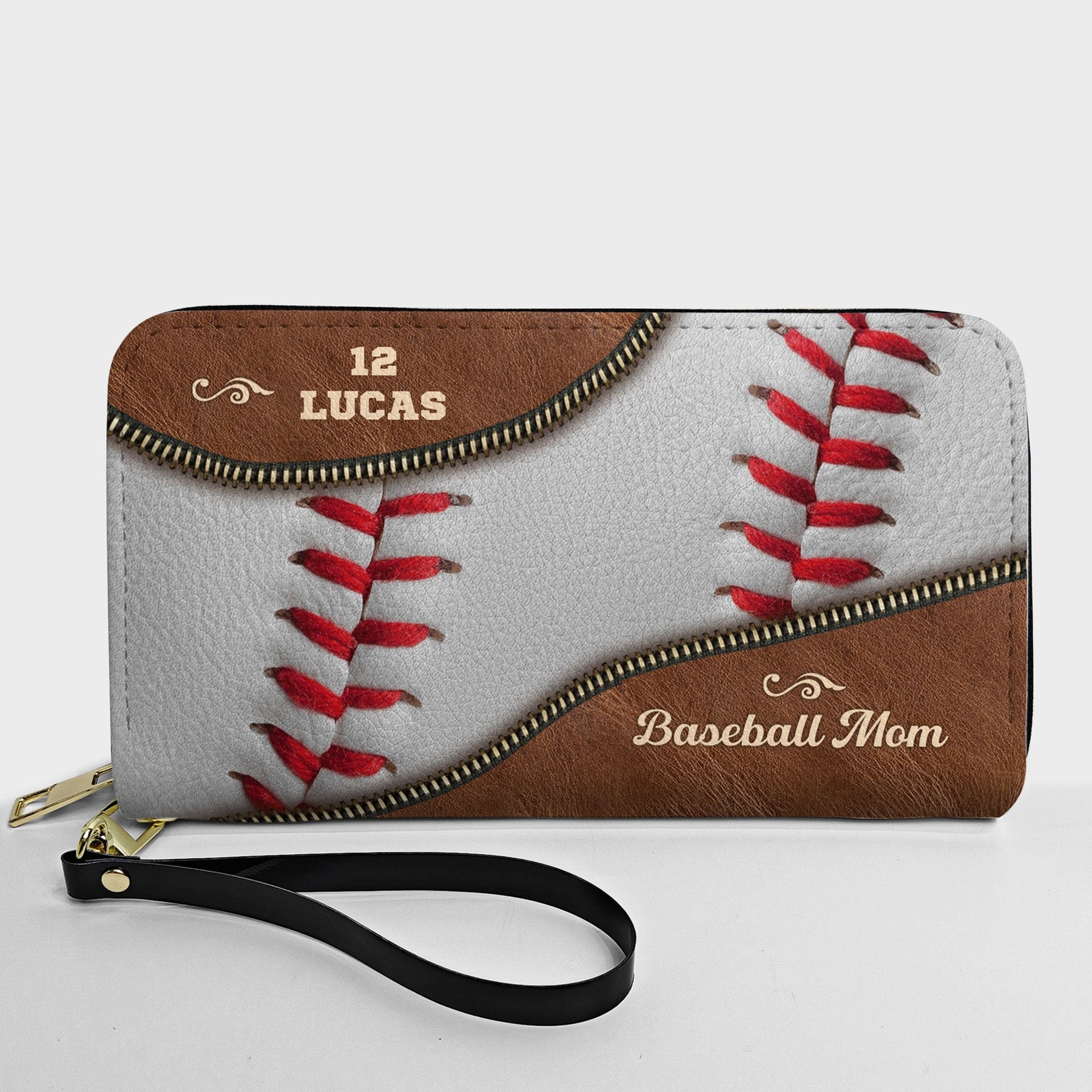 Baseball Mom - Personalized Leather Long Wallet
