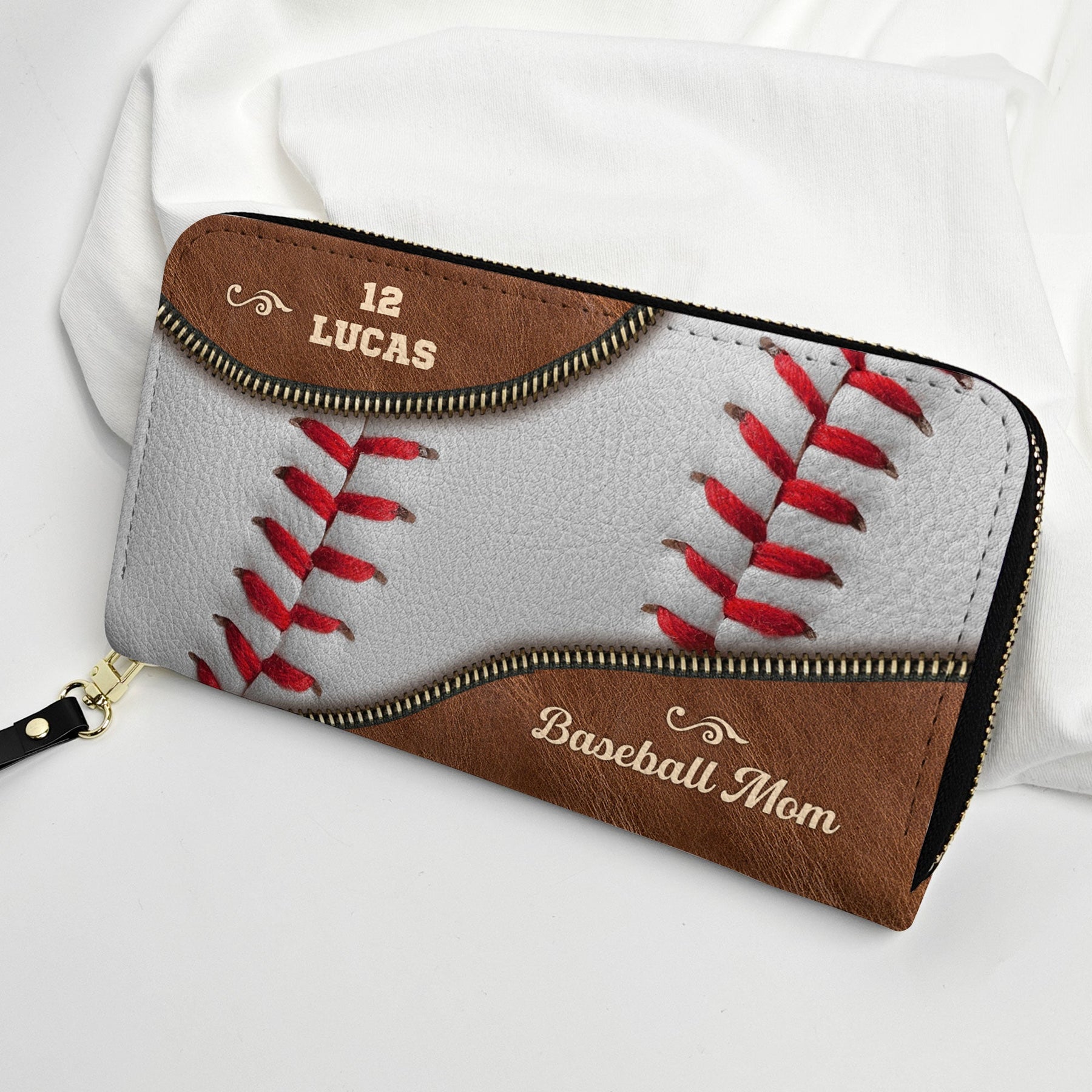 Baseball Mom - Personalized Leather Long Wallet