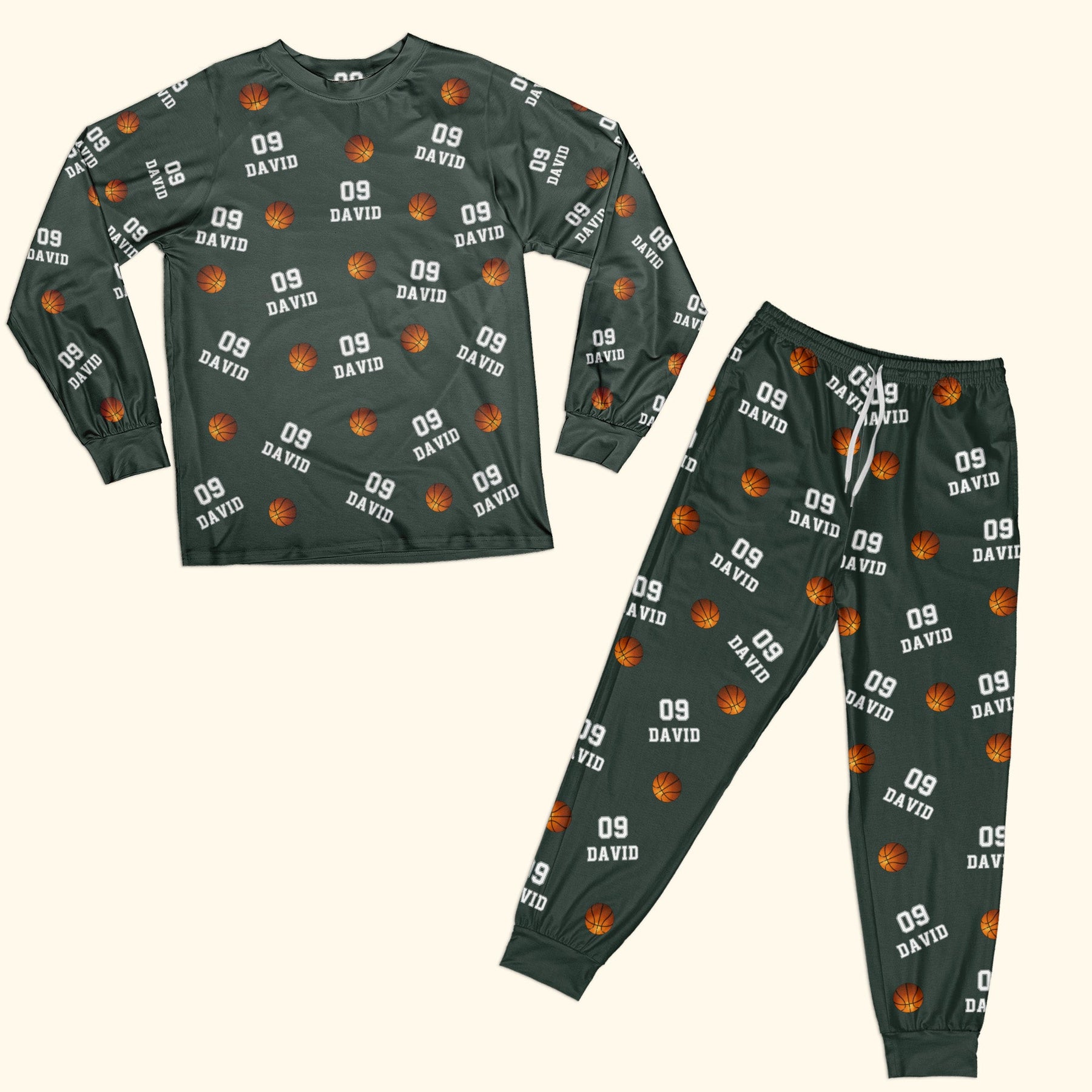 Basketball Custom Name, Number - Personalized Pajama Set