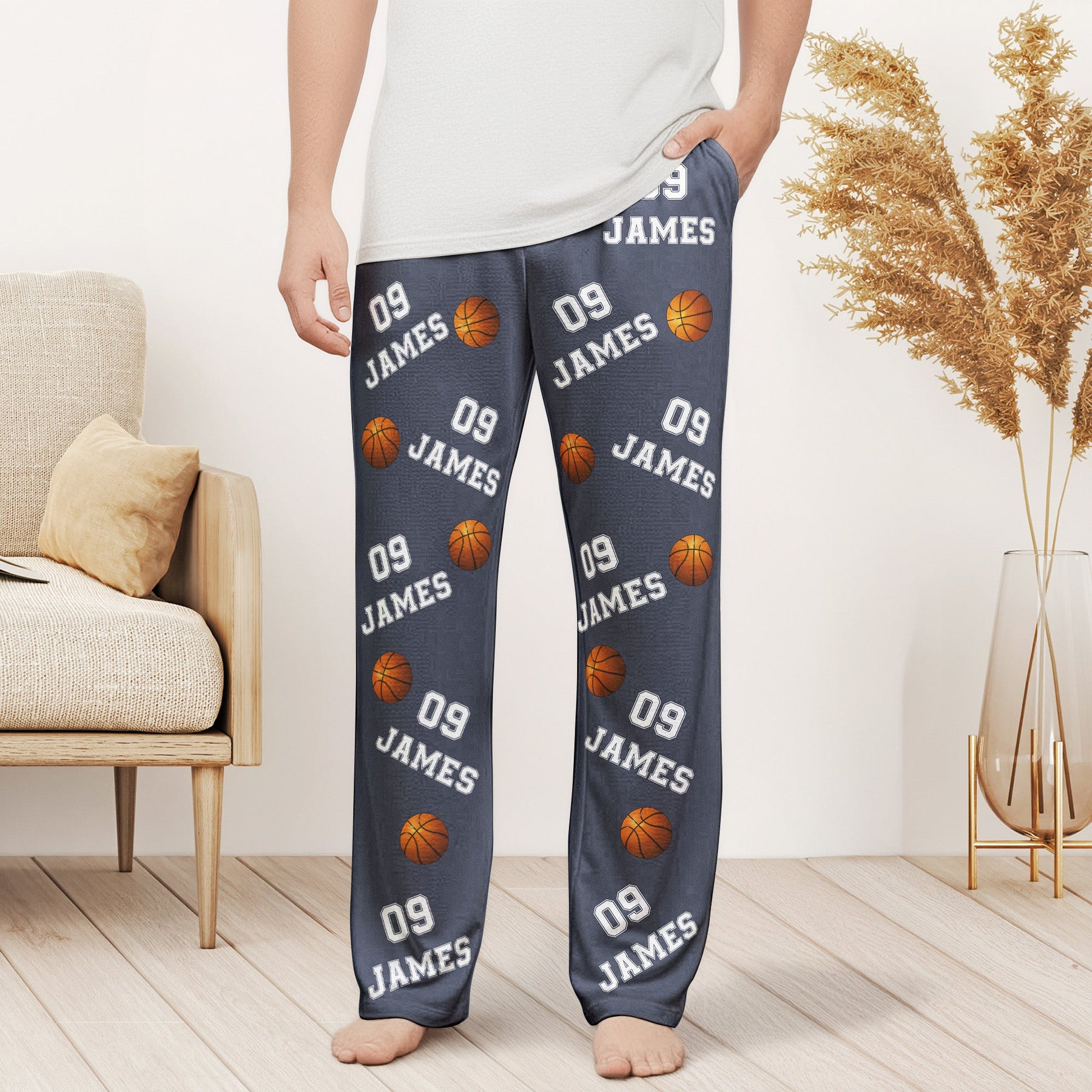 Basketball Custom Name, Number - Personalized Sweatpants - Lounge Pants With Pockets, Custom Pajama Pants, Jogger Sweatpants, Gift For Son, Gift for Him