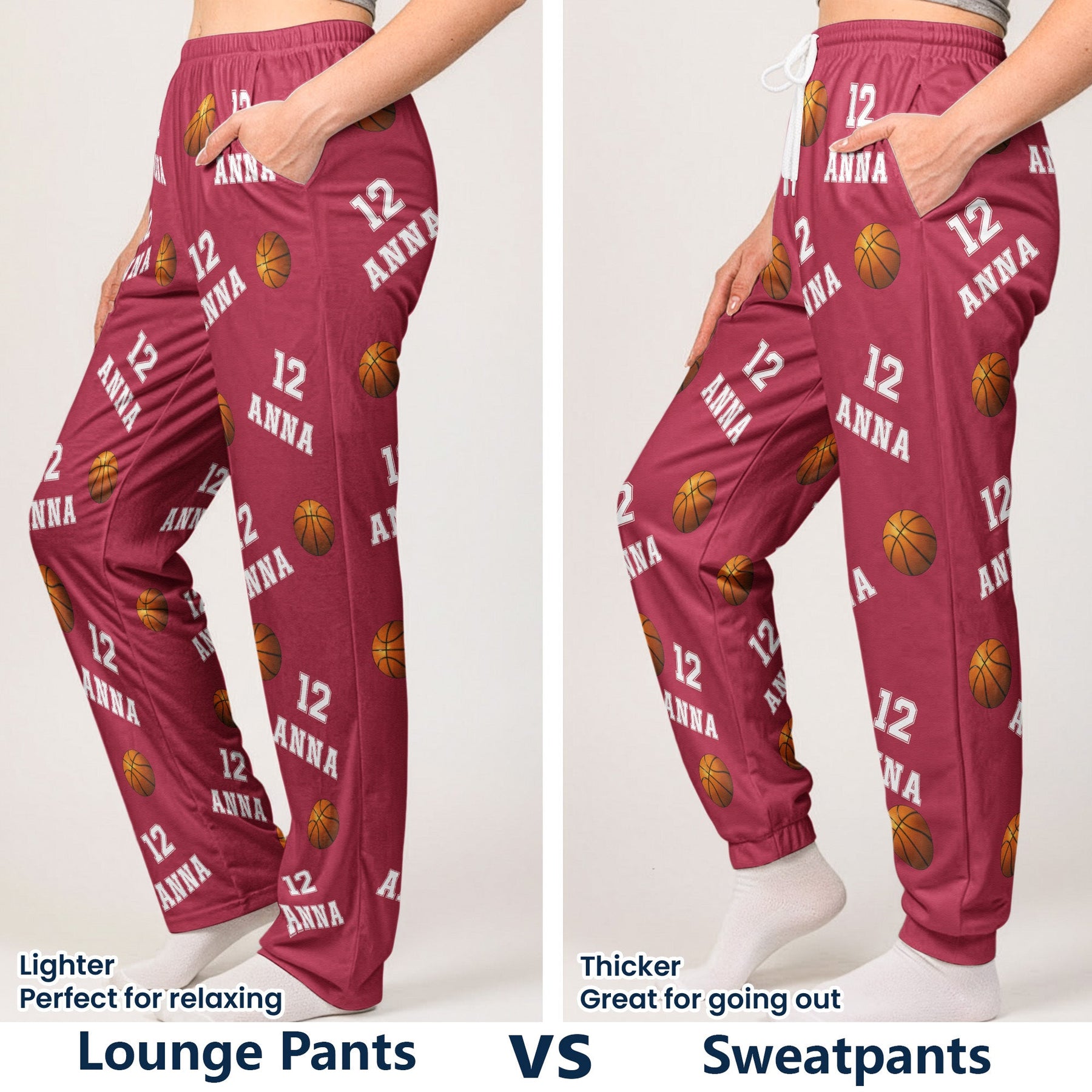 Basketball Custom Name, Number - Personalized Sweatpants - Lounge Pants With Pockets, Custom Pajama Pants, Jogger Sweatpants, Gift For Son, Gift for Him