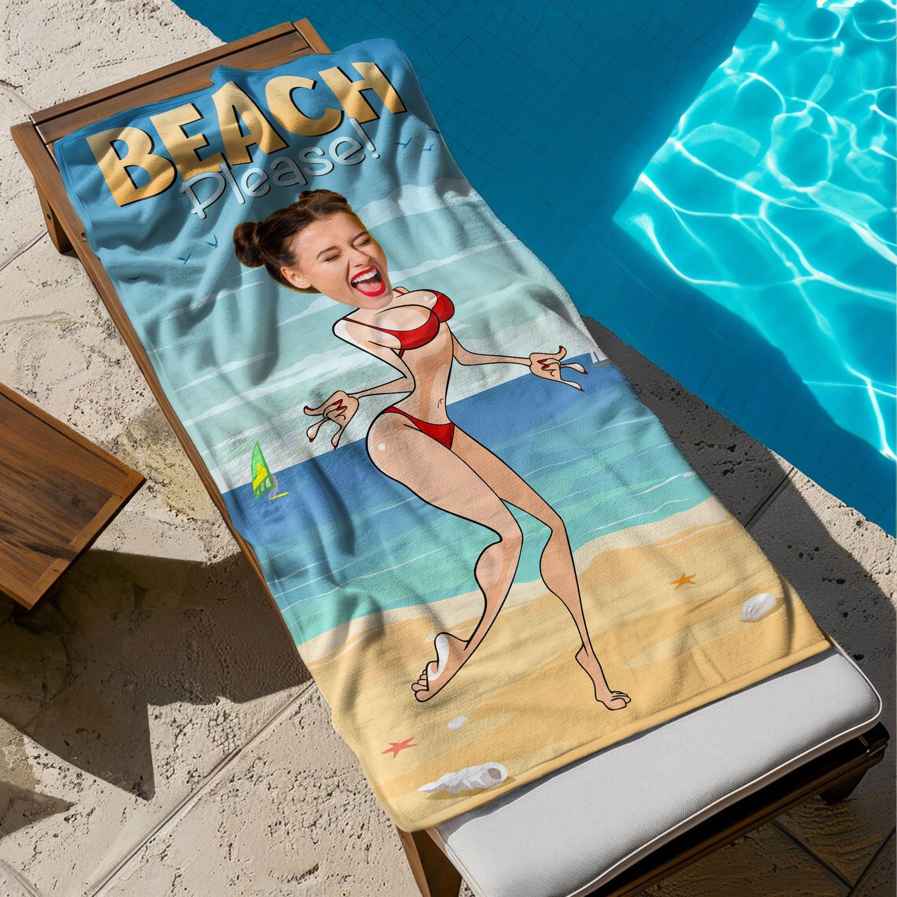 Beach Please - Personalized Photo Quick-Dry Beach Towel