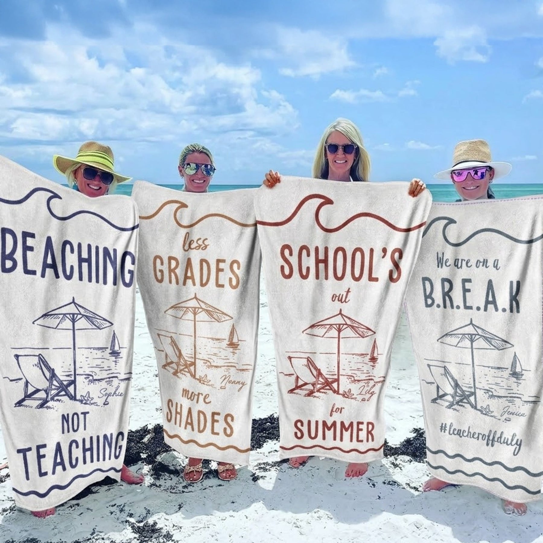 Beaching Not Teaching End Of Year Gift - Personalized Beach Towel