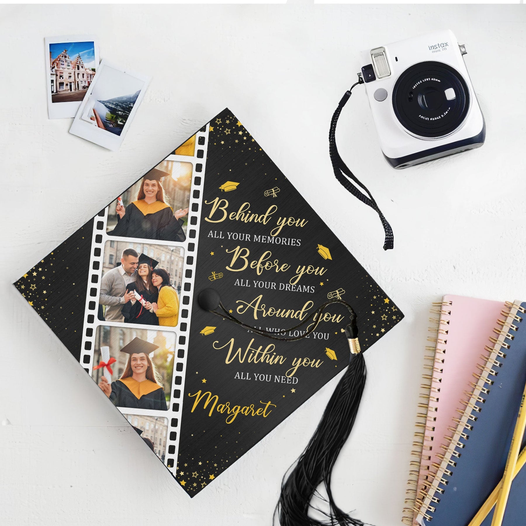 Behind You All Your Memories - Personalized Photo Graduation Cap Topper