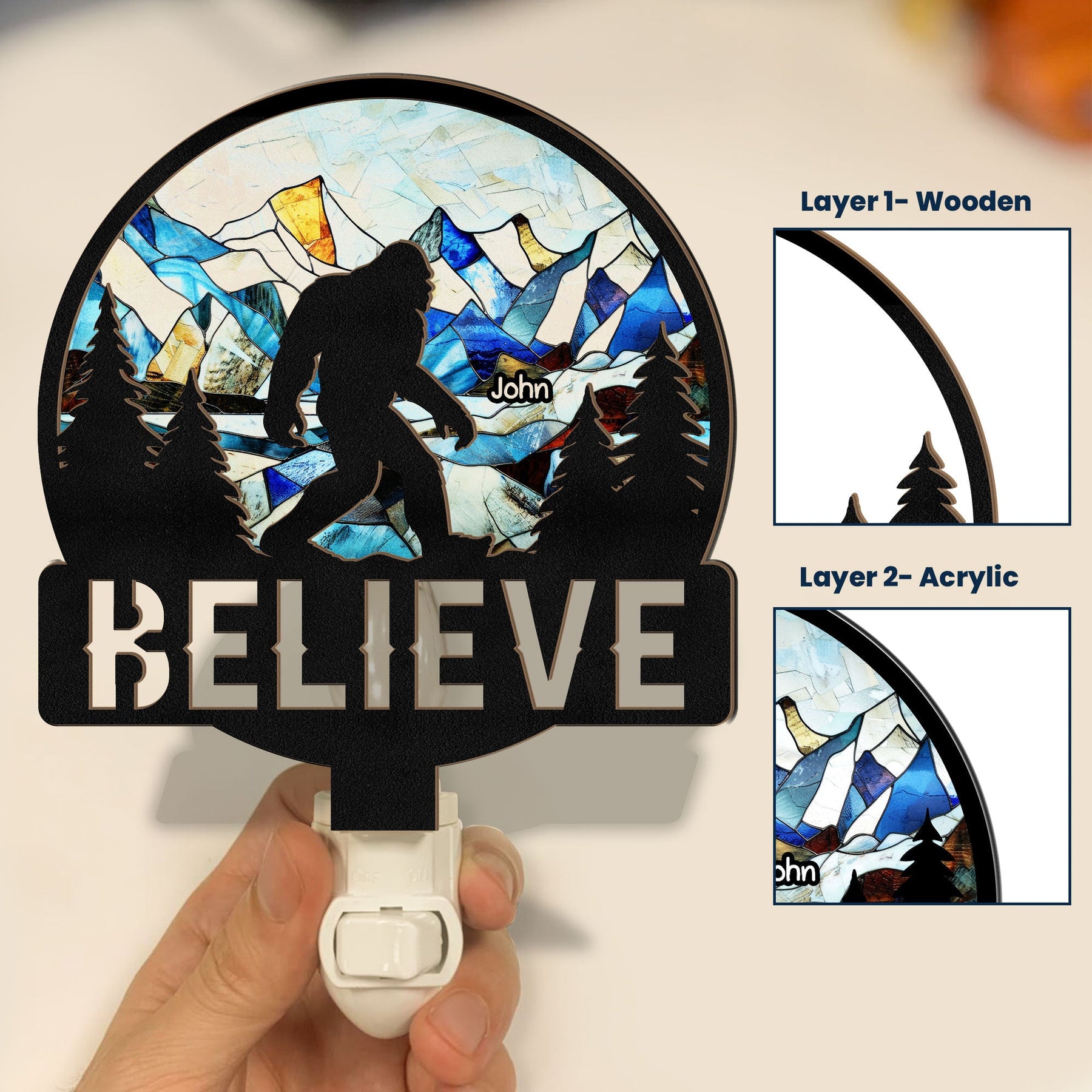 Believe - Personalized Wood And Acrylic Night Light